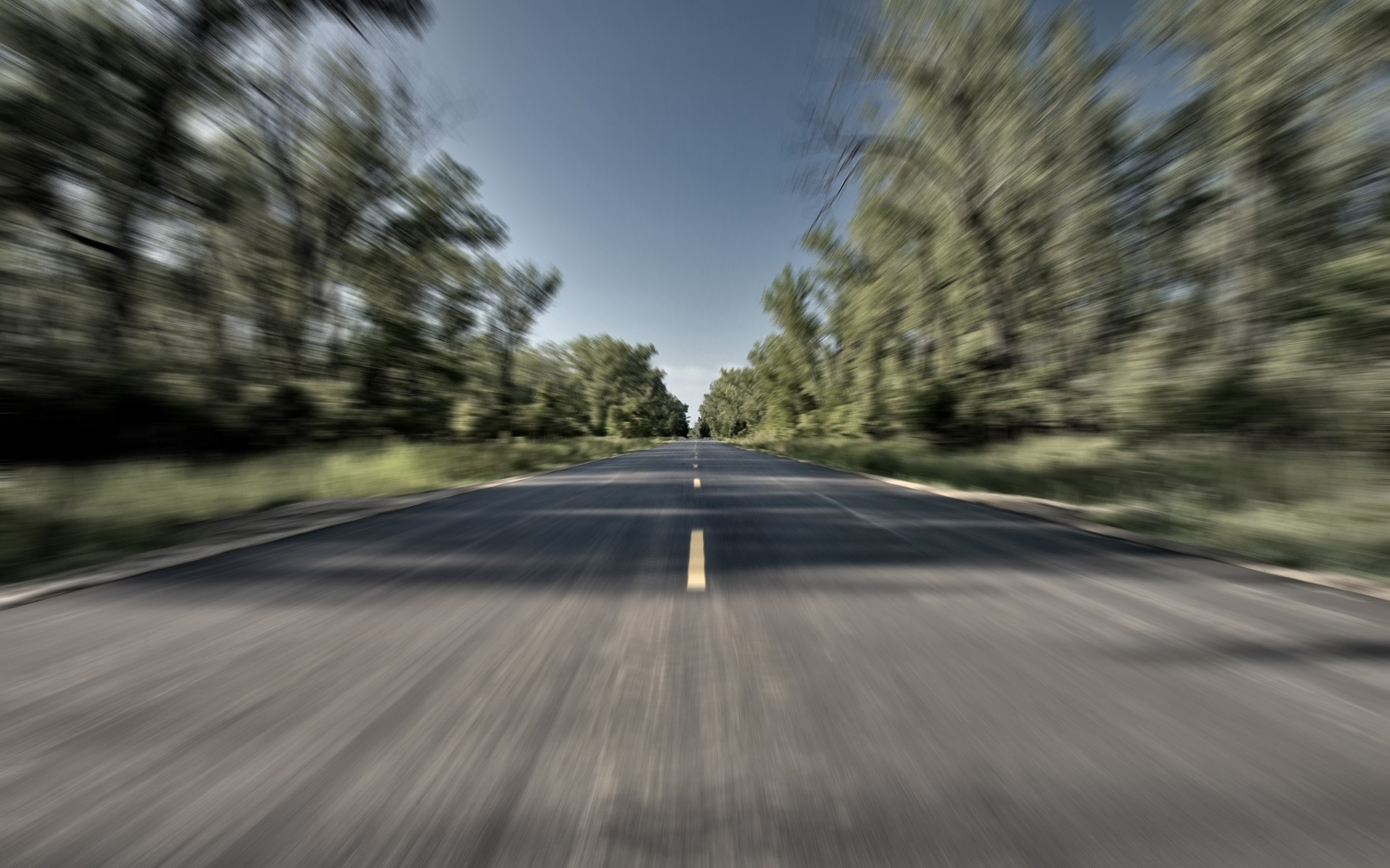 symbol, blurred motion, transportation, mode of transportation, motion, speed, road, sky, 2K, dividing line, car point of view, on the move, road marking, HD Wallpaper
