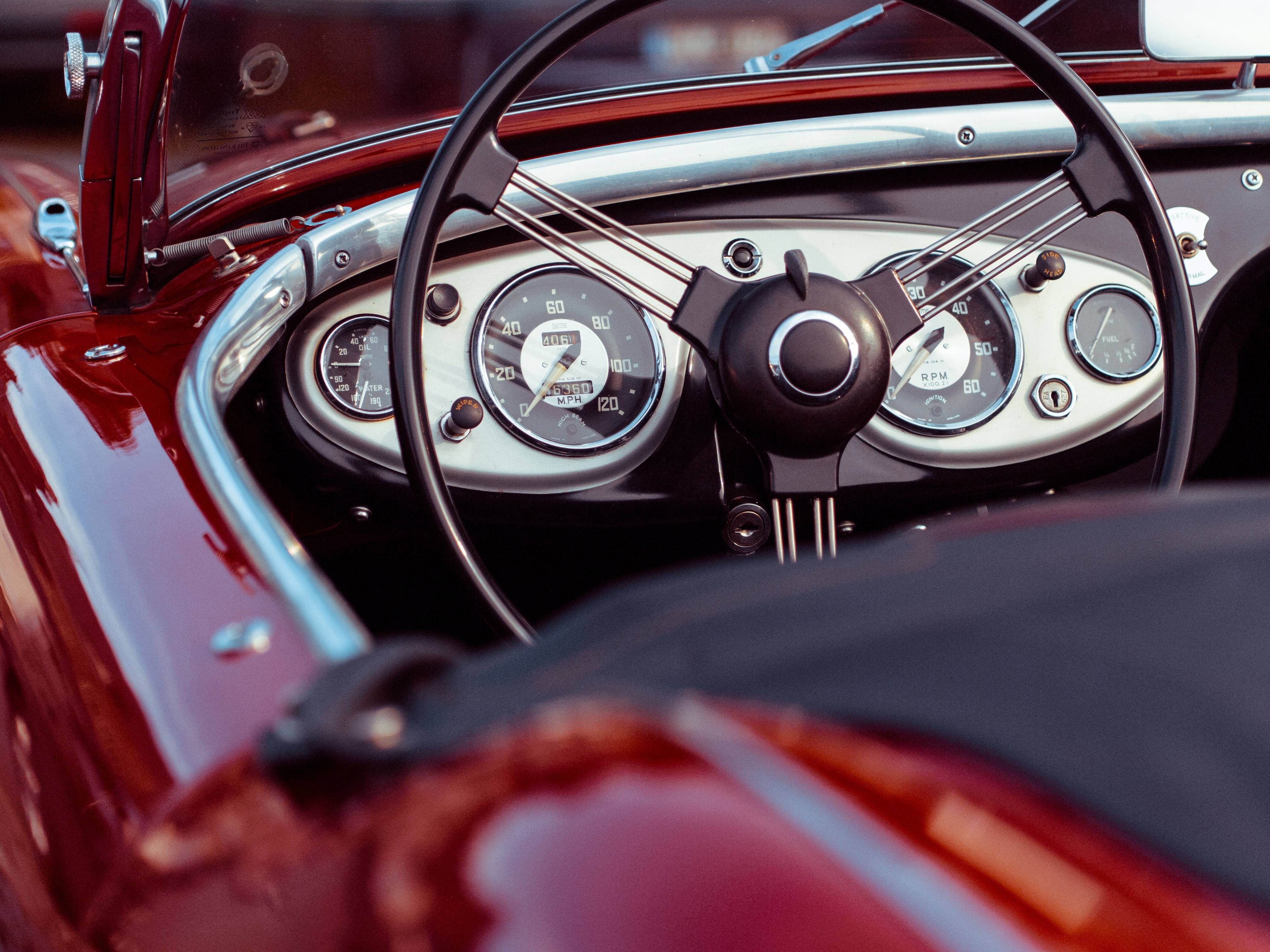 speedometer, 4K, red, oldtimer, convertible, classic, HD Wallpaper