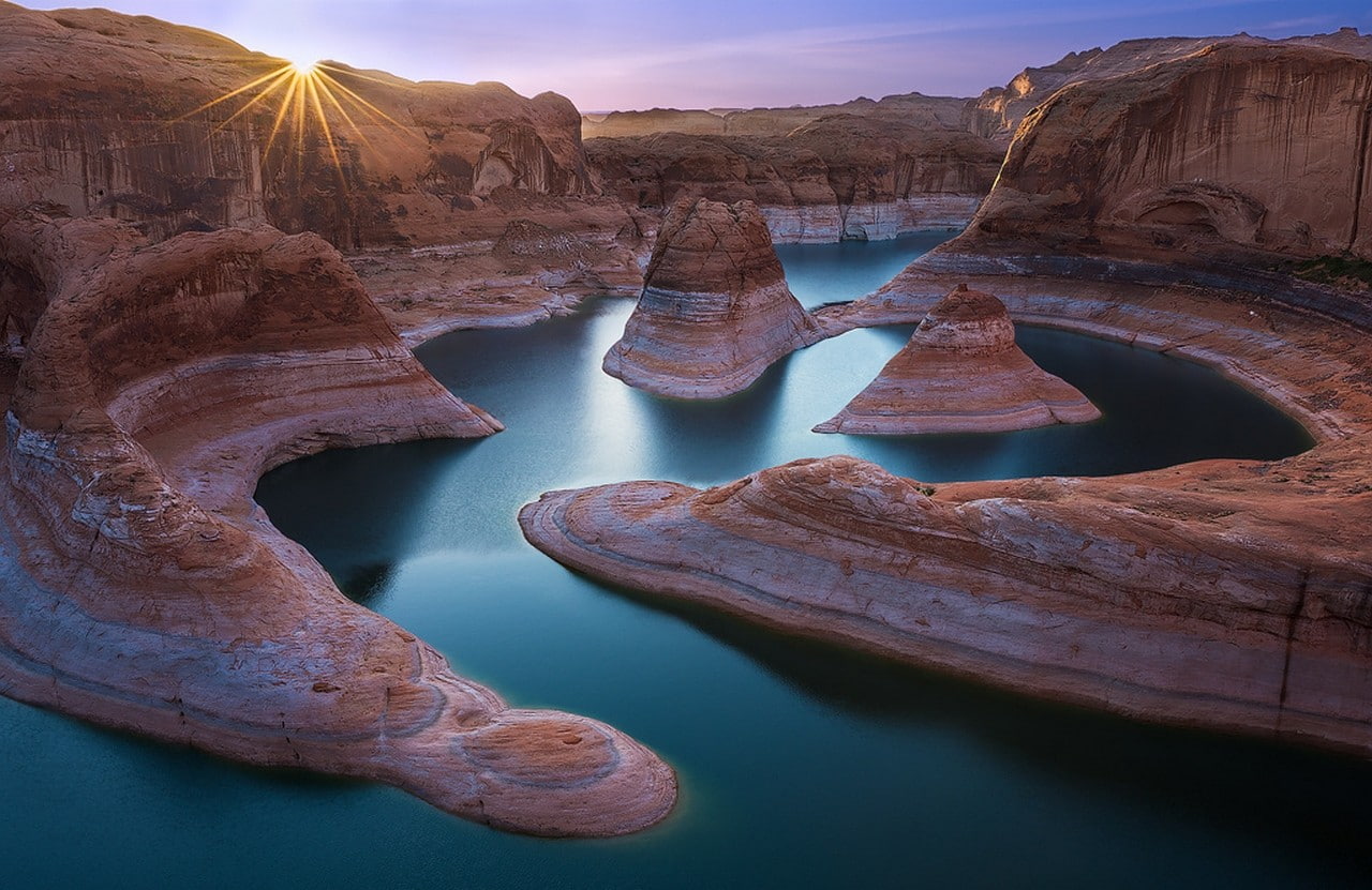 nature, water, desert, Utah, landscape, canyon, rock formation, 720P, sun rays, river, HD Wallpaper