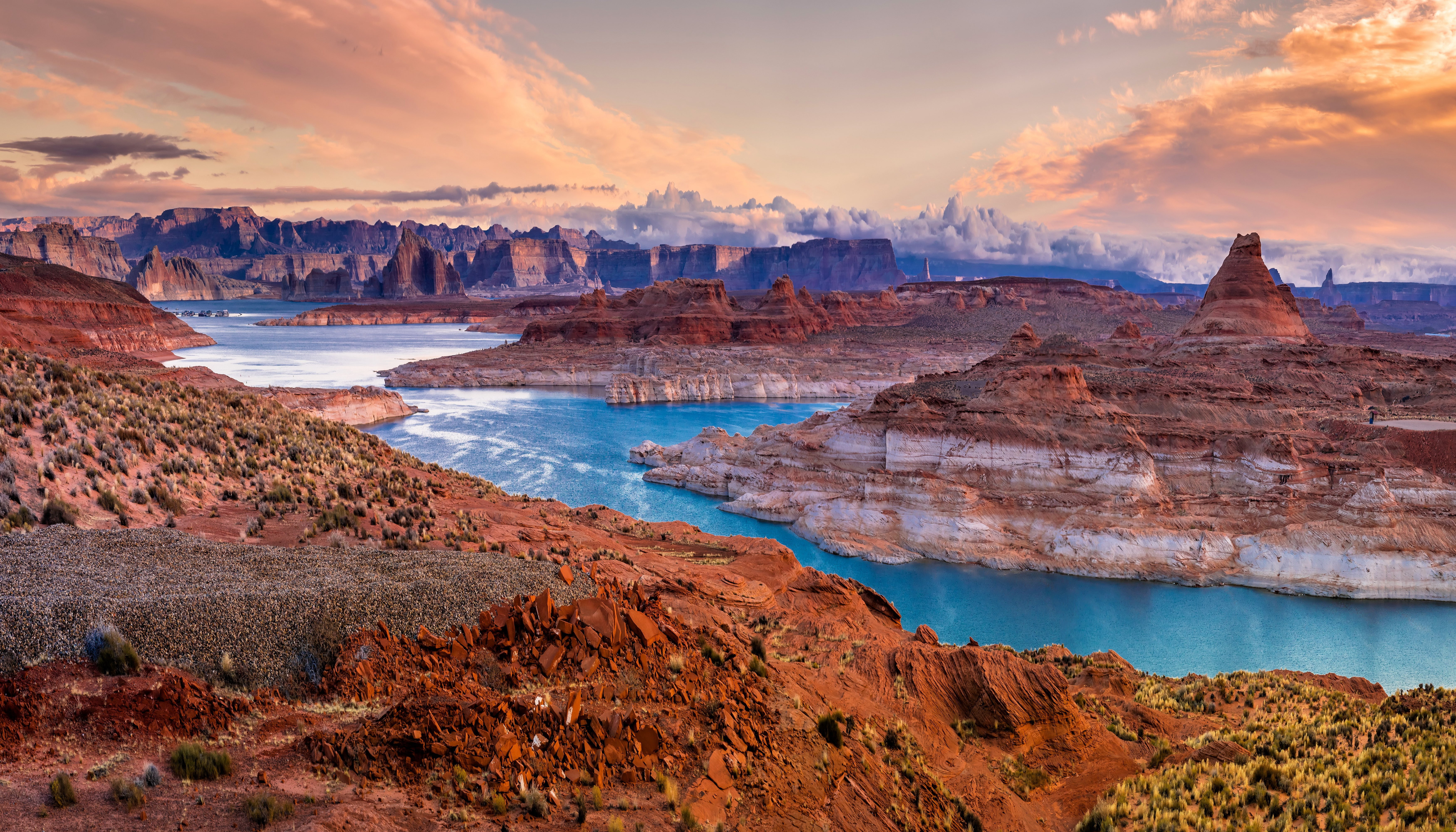 lake, Mountains, park, state, nature, usa, chelly, scenery, glen, Canyon, 5K, parks, HD Wallpaper