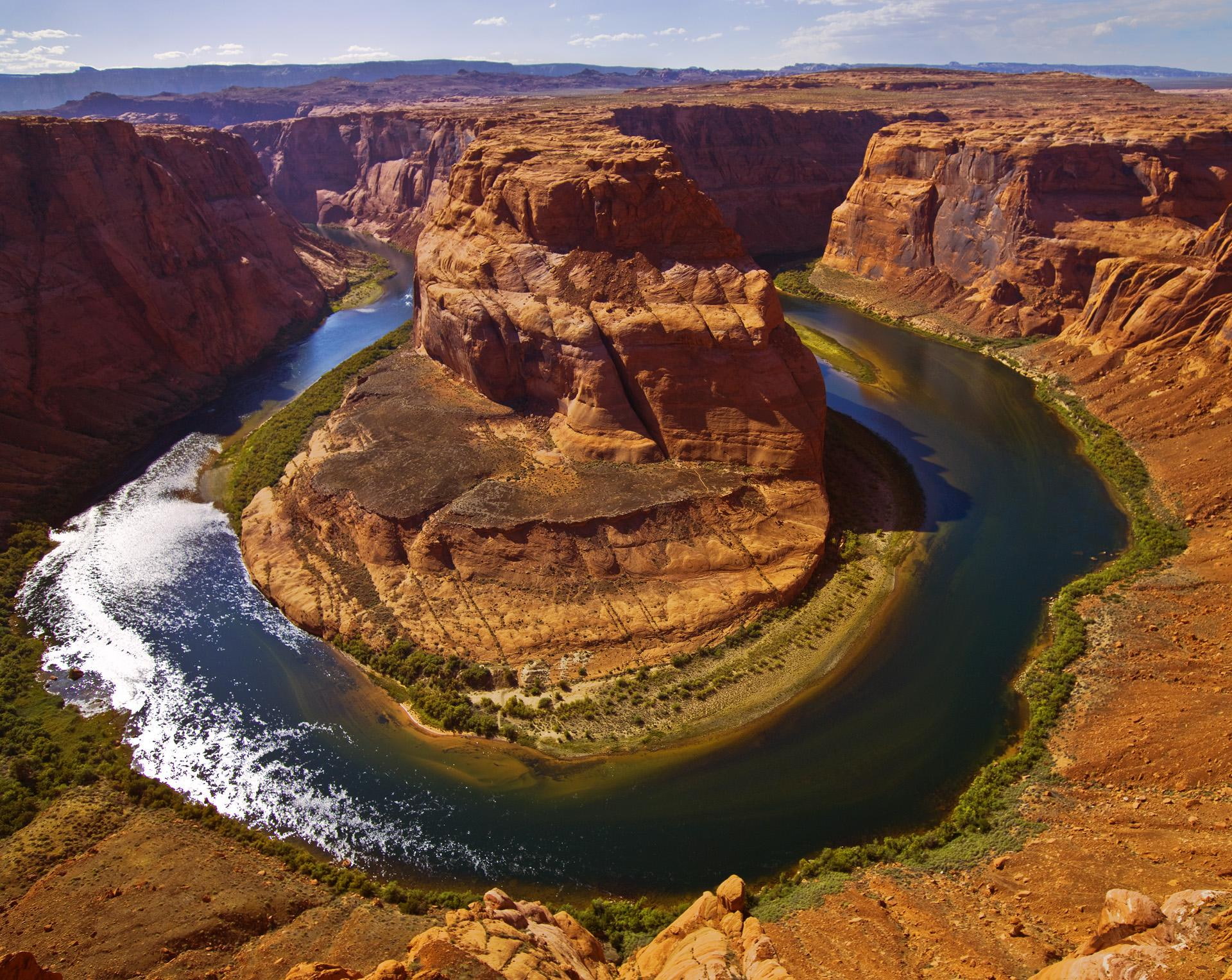 bend, shoe, rocks, 1080P, white, blue, river, waves, horse, 3d and abstract, ochra, canyon, HD Wallpaper