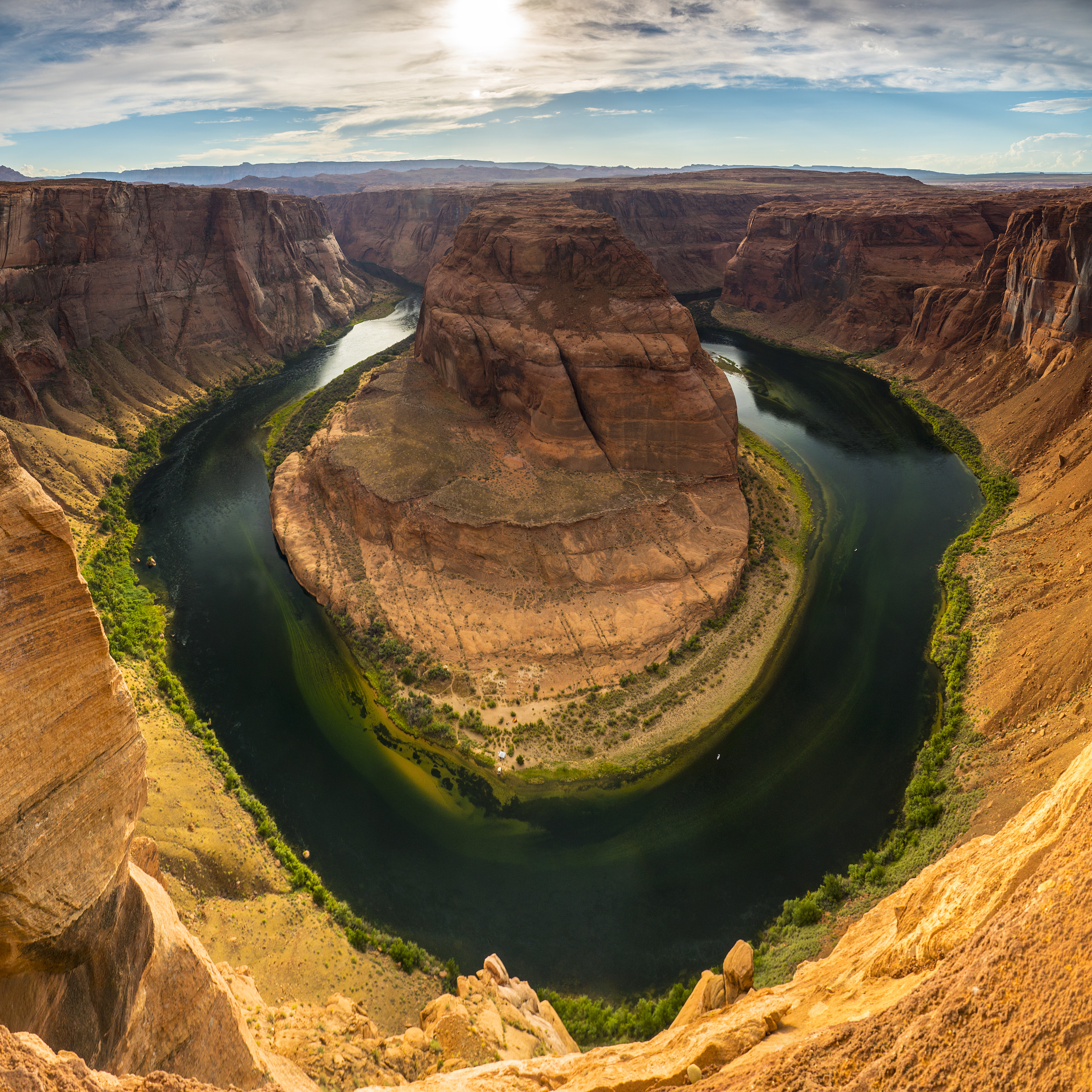 río, cloudy, sky  Horse, sky, 5K, scenics, Sunset, photography, Horse Shoe, river, brown, outdoors, nature, canyon, geology, cliff, blue, Bend, colorado River, Phone HD Wallpaper