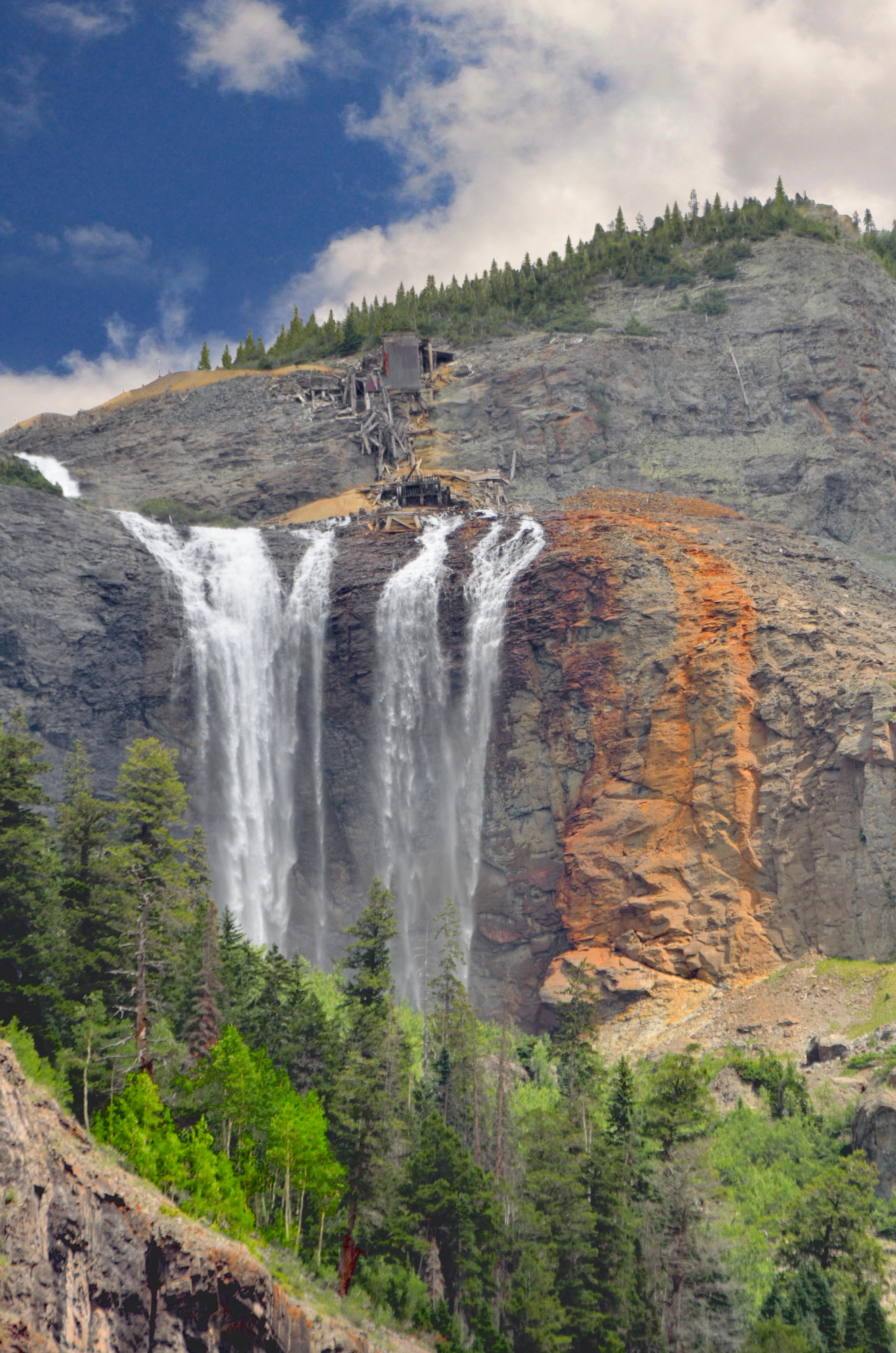 waterfall, mountain, scenics, waterfalls, 4K, landscape, rocky mountain, Telluride Colorado, daytome, rocky, Telluride, nature, photo, CO, famous Place, Phone HD Wallpaper