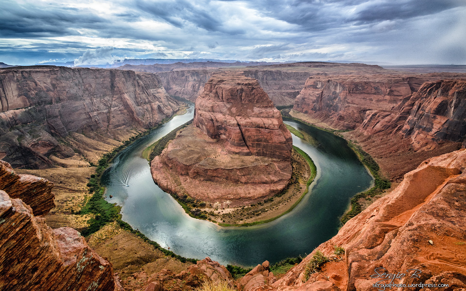 nature, horseshoe, bend, river, 1080P, stone, hd, rock, HD Wallpaper