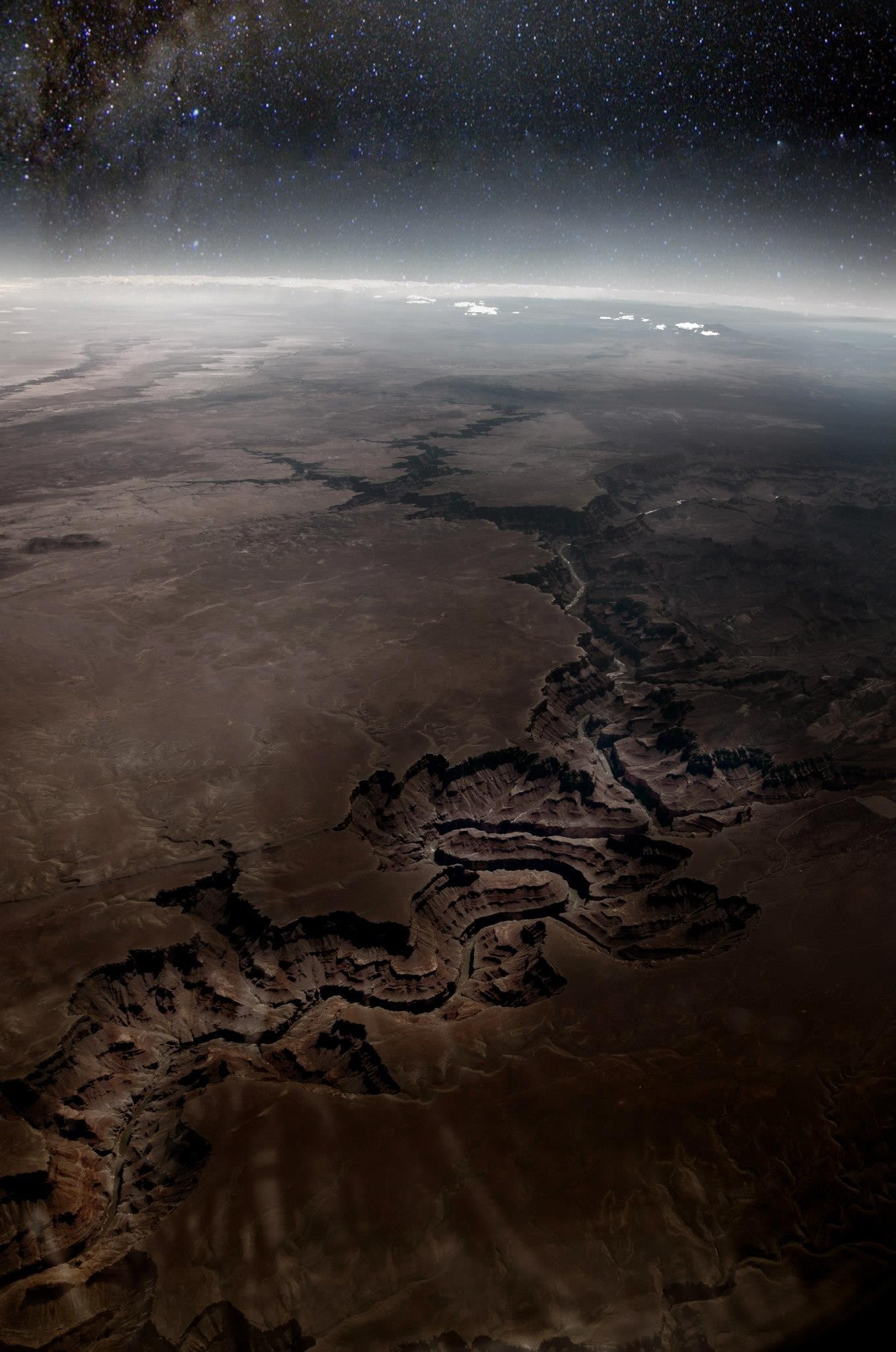 sky, canyon, outdoors, digital composite, Arizona, land, horizon, planet earth, space, tranquility, 1080P, Earth, abstract, environment, astronomy, planet - space, Phone HD Wallpaper
