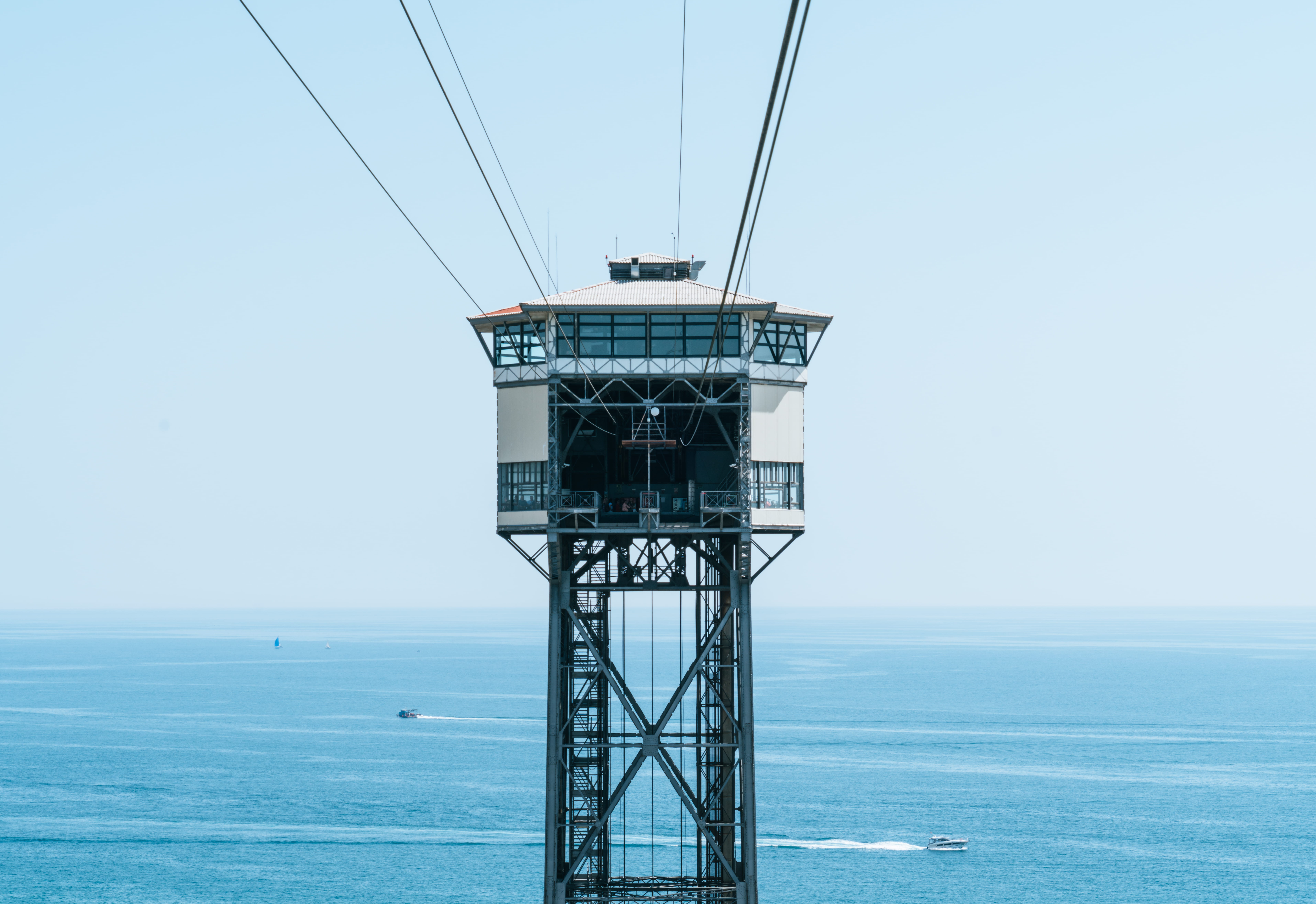exploring, nature, technology, a7rii, barcelona, high, scenics - nature, metal, tall, blue, outdoor, 5K, metallic, sea, clear sky, beauty in nature, copy space, HD Wallpaper