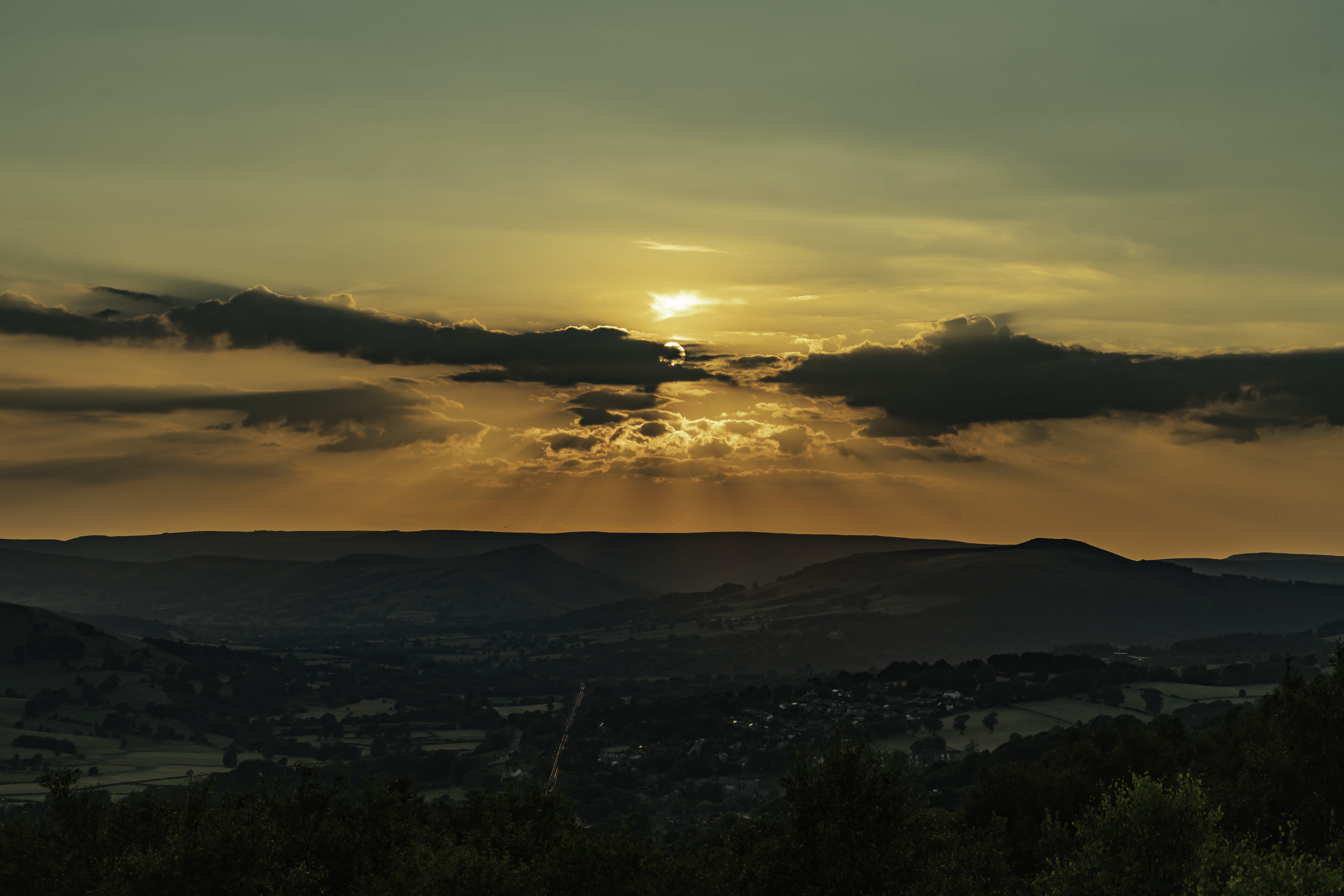 outdoors, dramatic sky, clouds, mountain range, a7rii, scenics - nature, sunset, tranquility, non-urban scene, tranquil scene, nature, village, mountain, HD Wallpaper