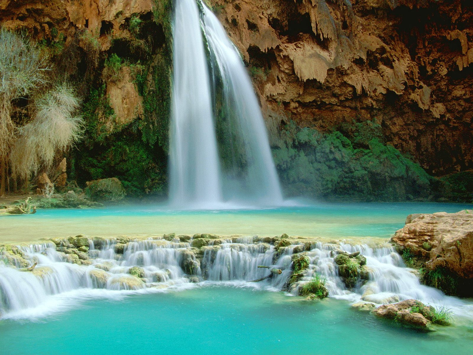 rock - object, Scenery, havasu, beauty in nature, falls, 720P, long exposure, solid, land, non-urban scene, photography, lapse, flowing, rock, outdoors, HD Wallpaper