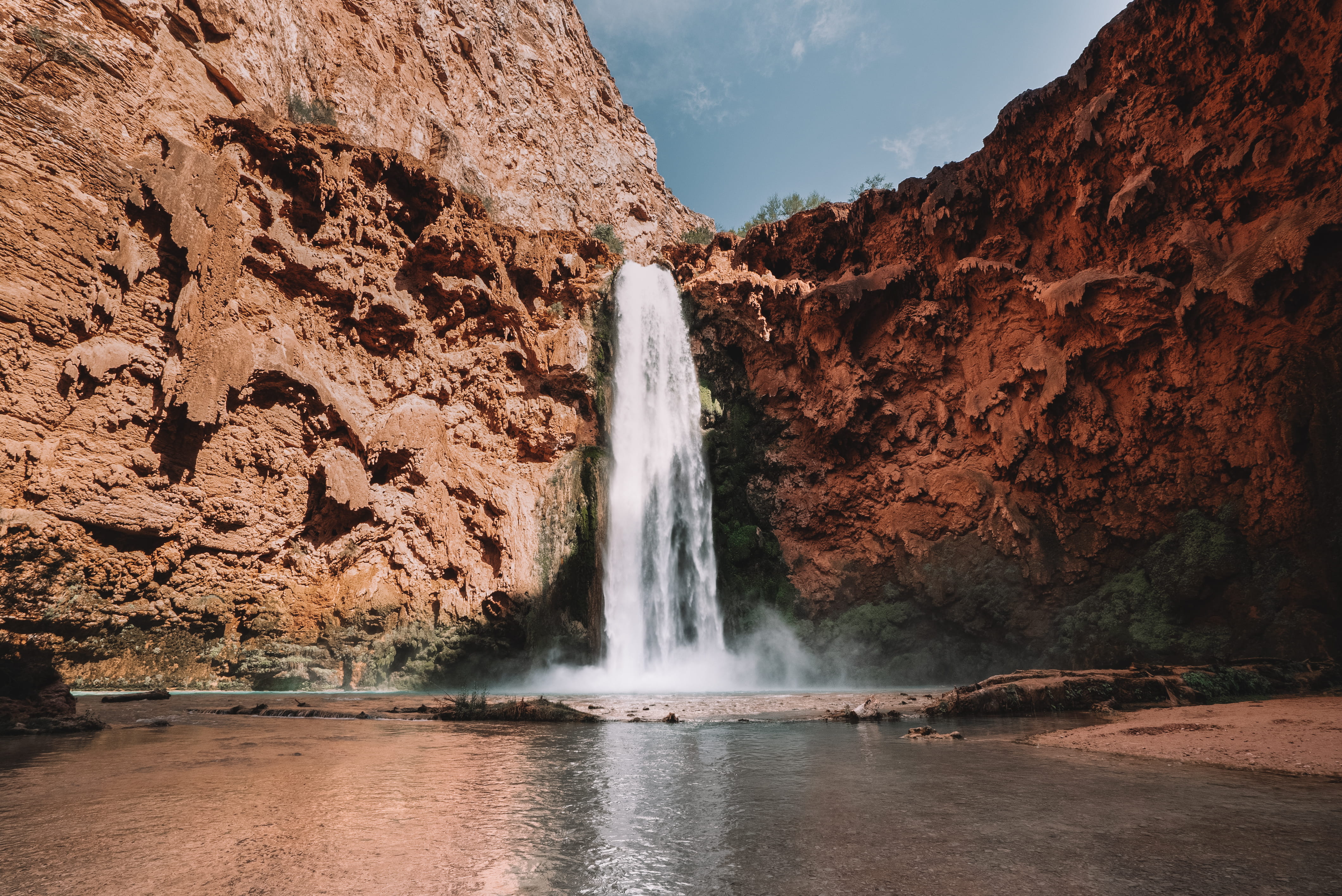 daytime, no people, solid, waterfalls, water, cliff, non-urban scene, falling water, rock formation, splashing, 4K, waterfall, long exposure, united states, HD Wallpaper