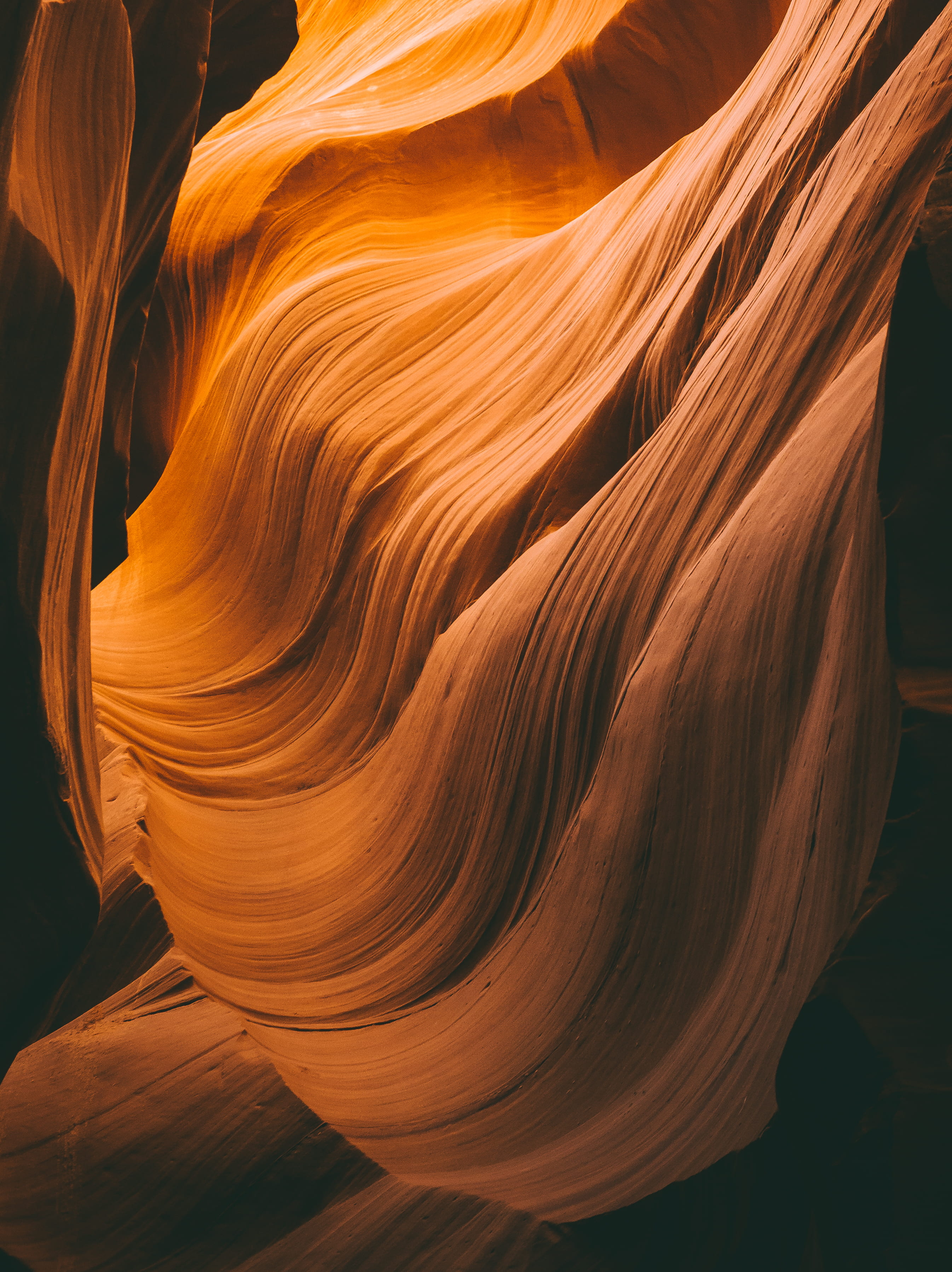 2K, travel destinations, brown, no people, gold, antelope, solid, nature, rock formation, outdoors, tourism, pattern, rock - object, photography, layers, Phone HD Wallpaper