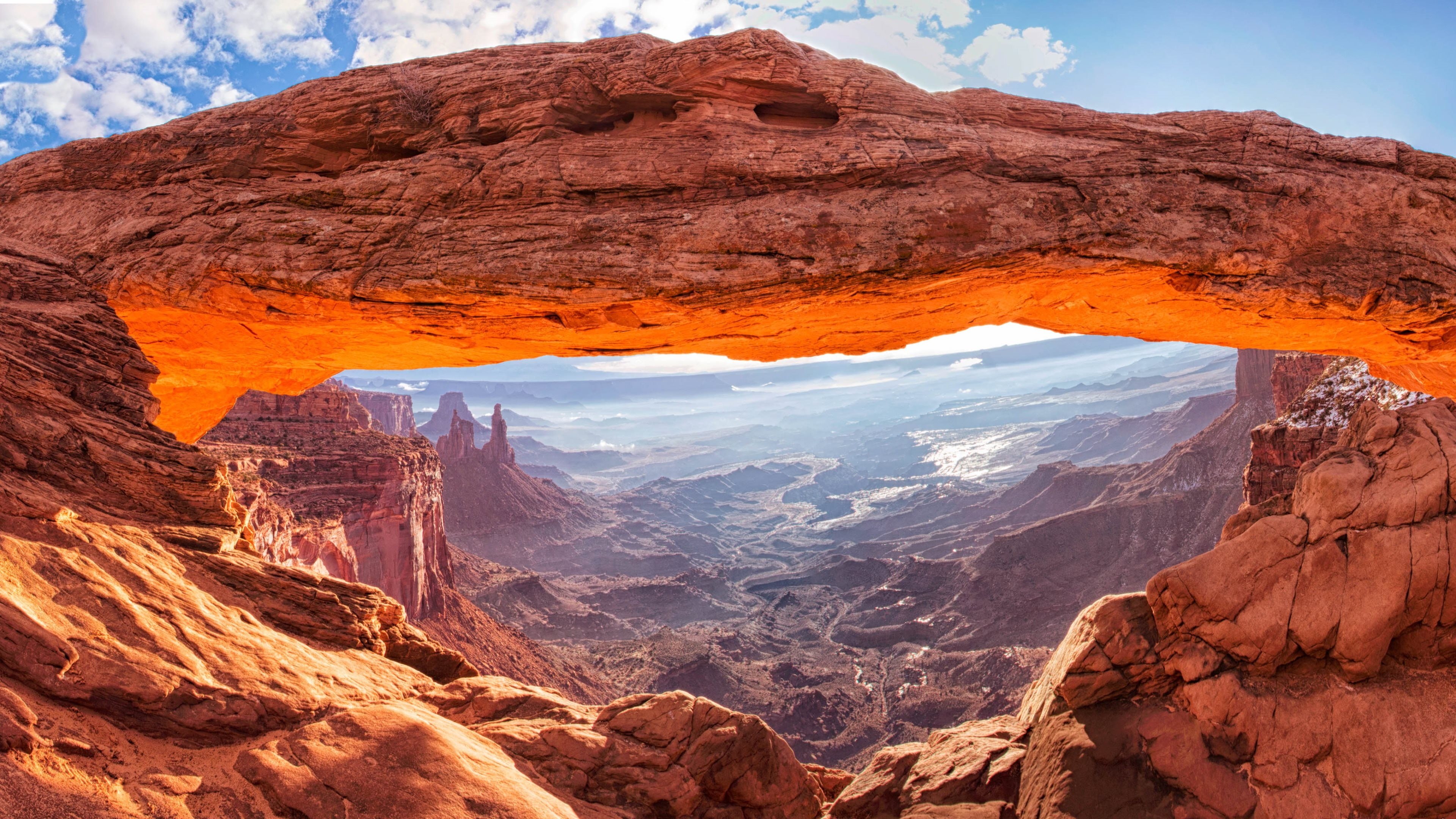 5k, travel, canyon lands, 4K, tourism, Mesa Arch, Utah, 4k, USA, HD Wallpaper