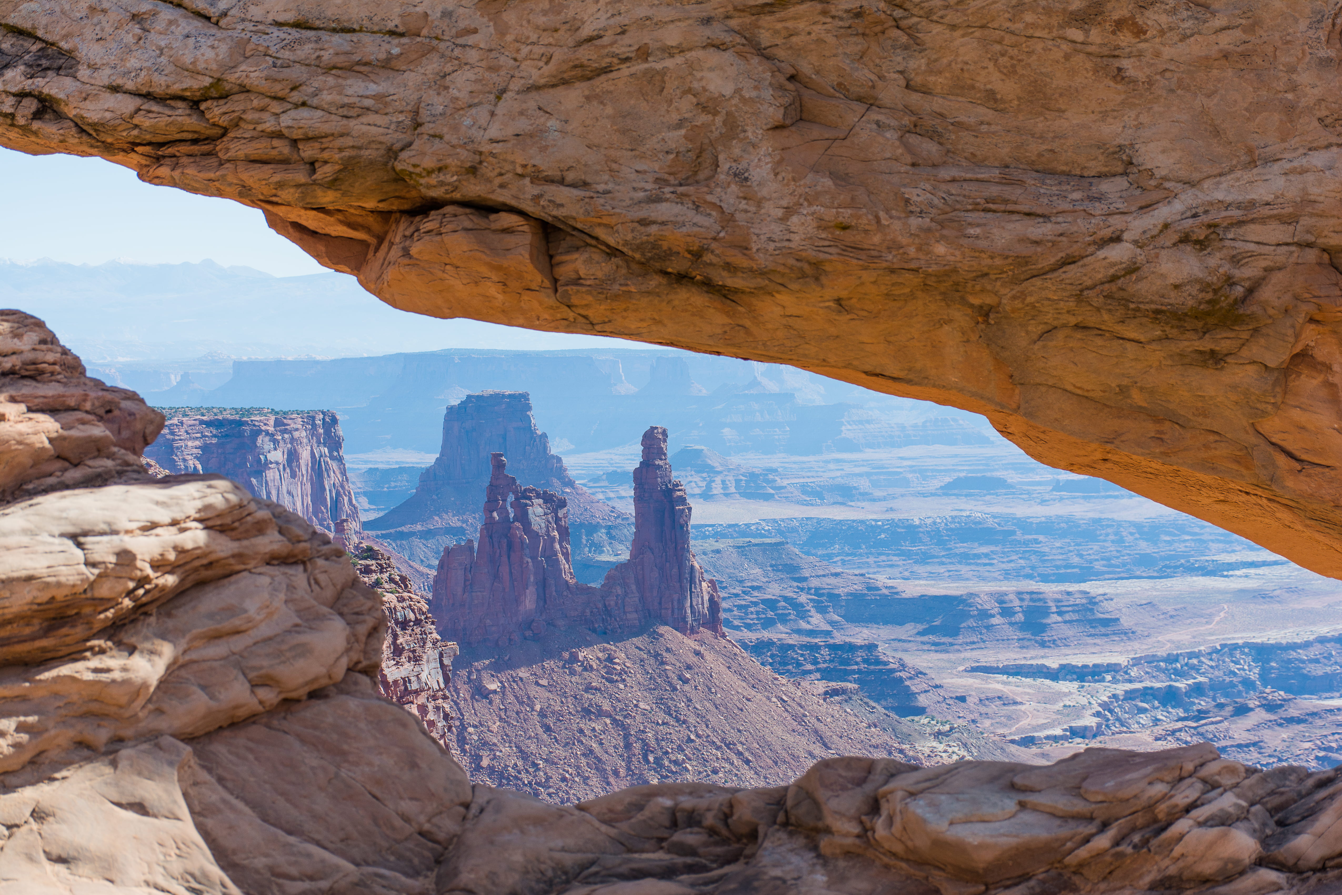 geology, tranquility, solid, non-urban scene, outdoors, untitled, mesa arch, climate, environment, beauty in nature, tranquil scene, arch, travel, formation, HD Wallpaper