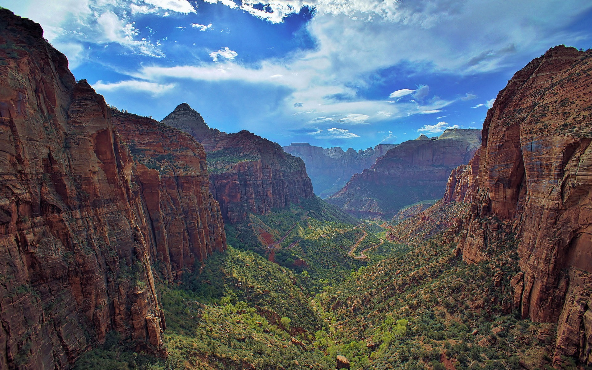 photo, Canyon, Blue, Sky, Park, Utah, National, aerial, Zion, 1080P, HD Wallpaper