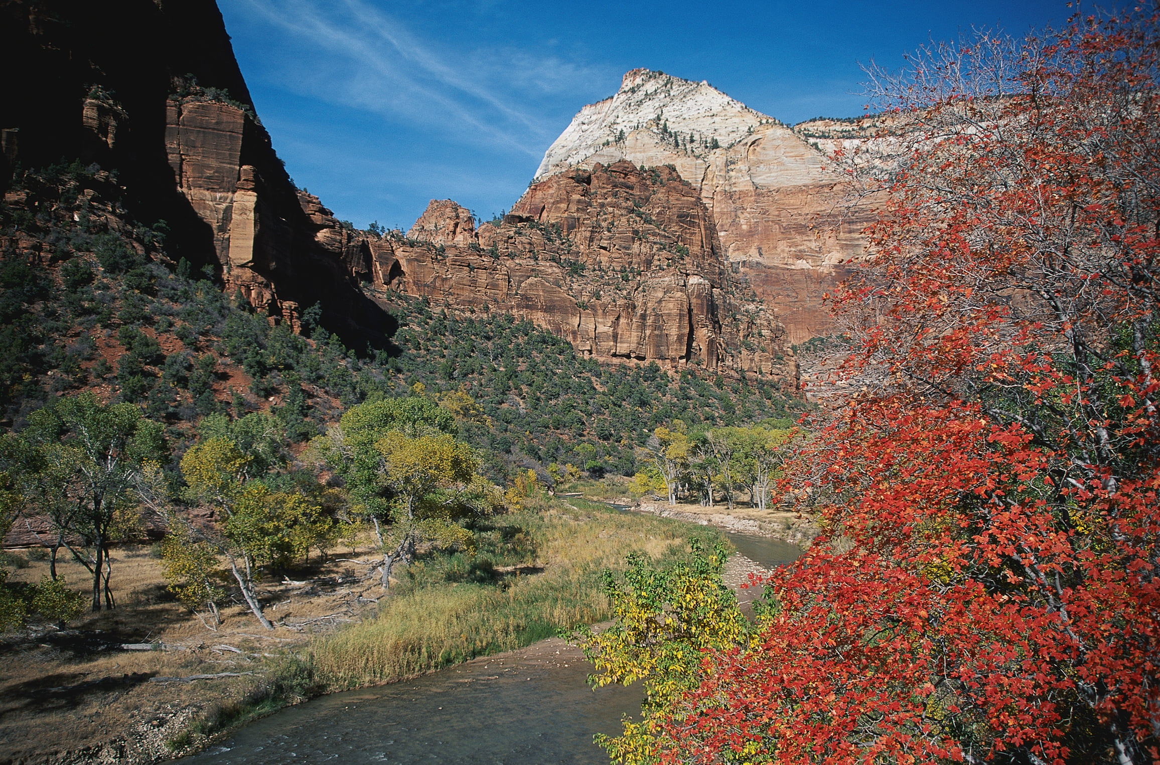 formation, river, red Rocks, national Landmark, autumn, zion National Park, scenics - nature, cliff, uSA, tourism, eroded, vegetation, geology, scenics, HD Wallpaper