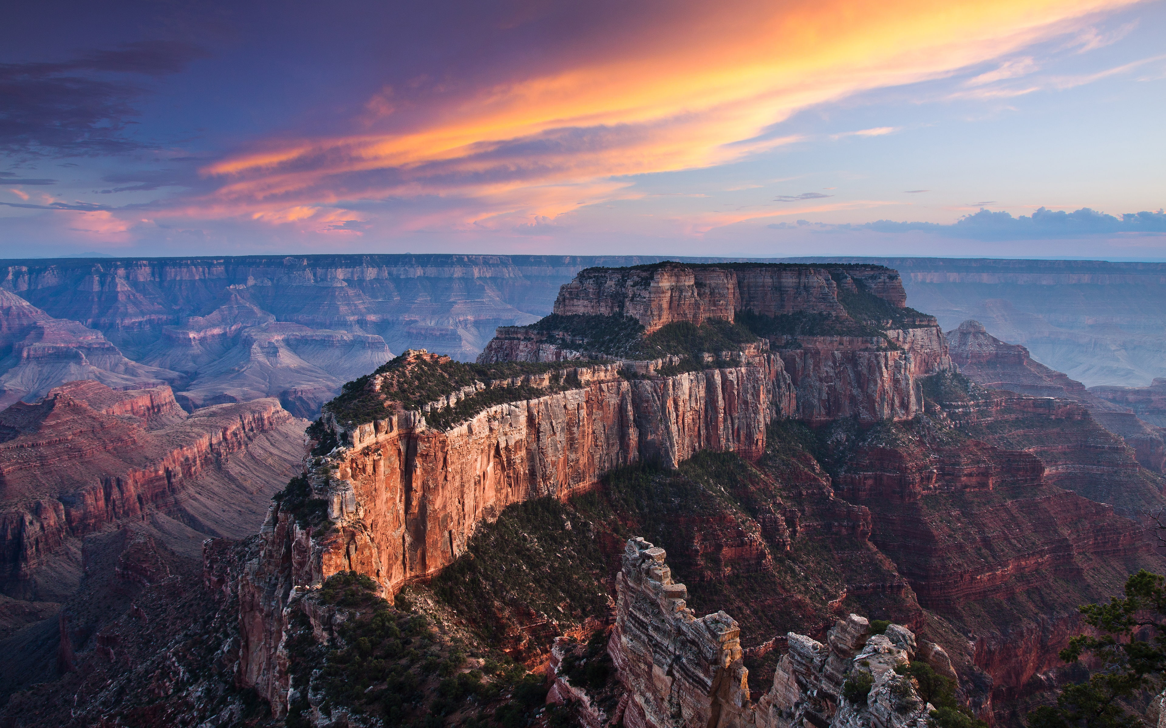 North Rim, Grand Canyon National Park, 4K, Arizona, Sunset, Cliffs, 4K, HD Wallpaper
