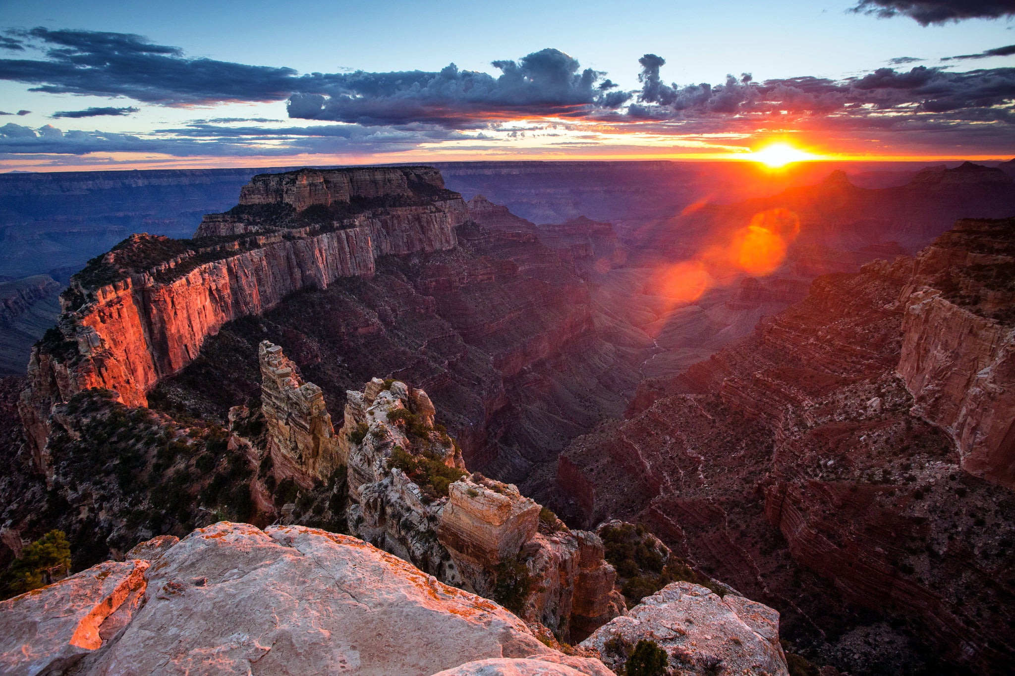 sunset, Grand Canyon, North Rim, 1080P, HD Wallpaper
