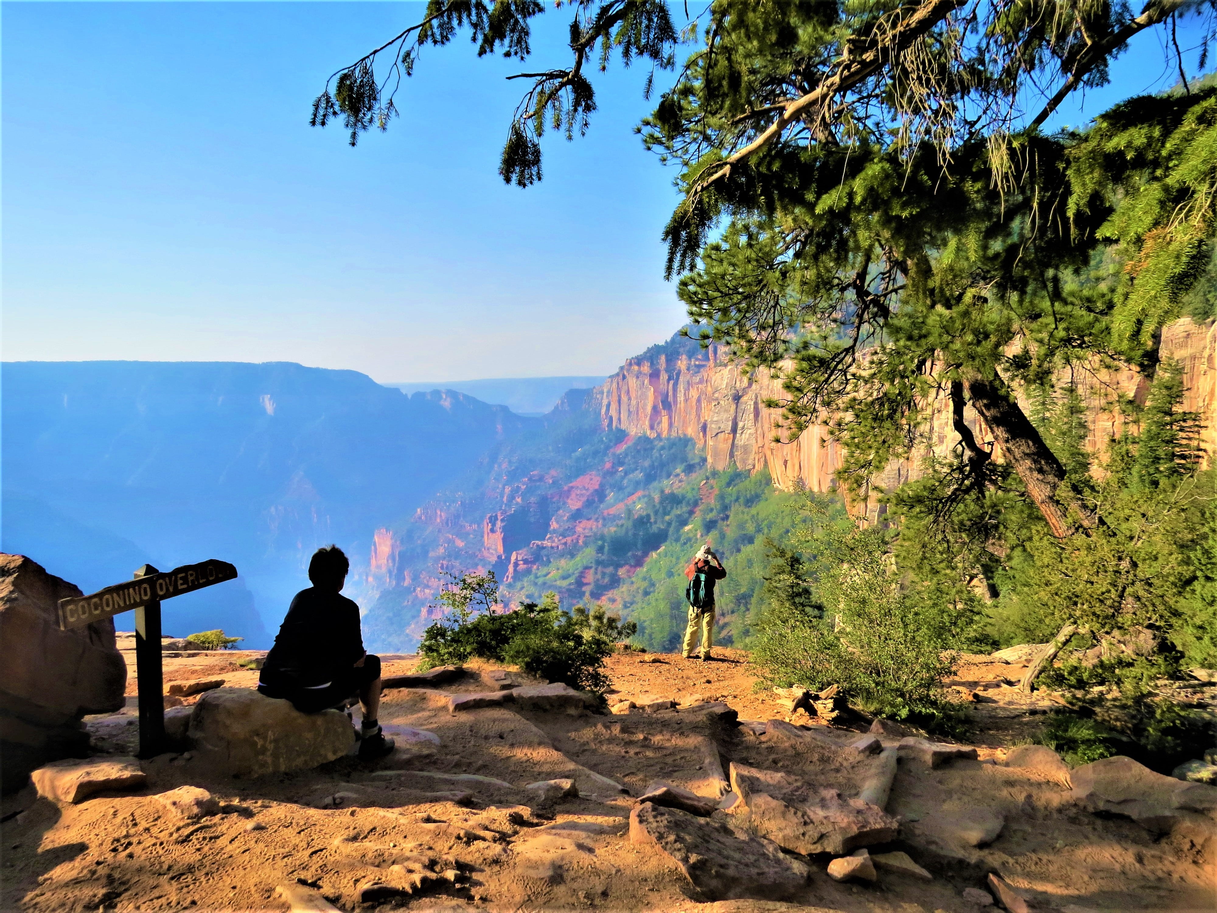 lifestyles, north rim grand canyon, people, scenic, scenics - nature, group of people, looking at view, beauty in nature, mountain, outdoors, nature, sky, HD Wallpaper