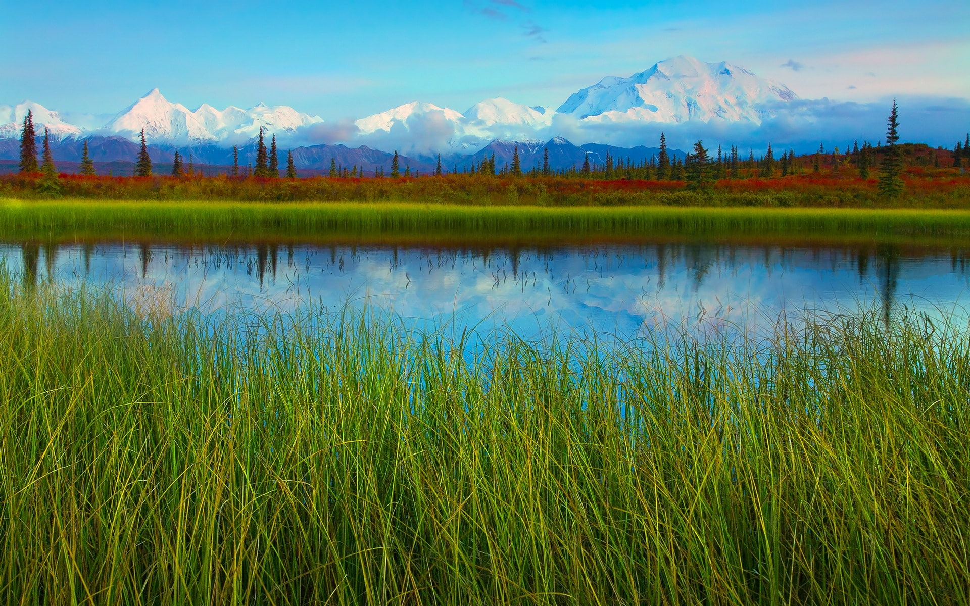 Lake, 1080P, Mountains, National, Scenery, Spring, Park, Denali, HD Wallpaper
