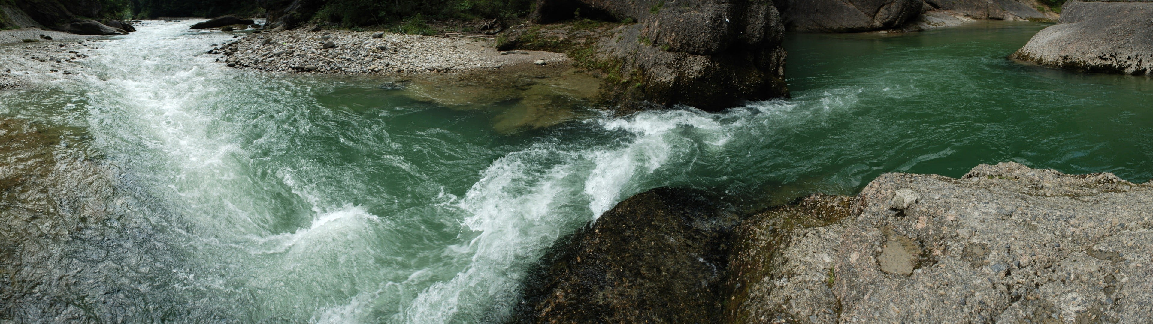 flowing water, rainforest, multiple display, waterfall, scenics - nature, blurred motion, water, flowing, beauty in nature, day, sea, land, solid, power in nature, HD Wallpaper