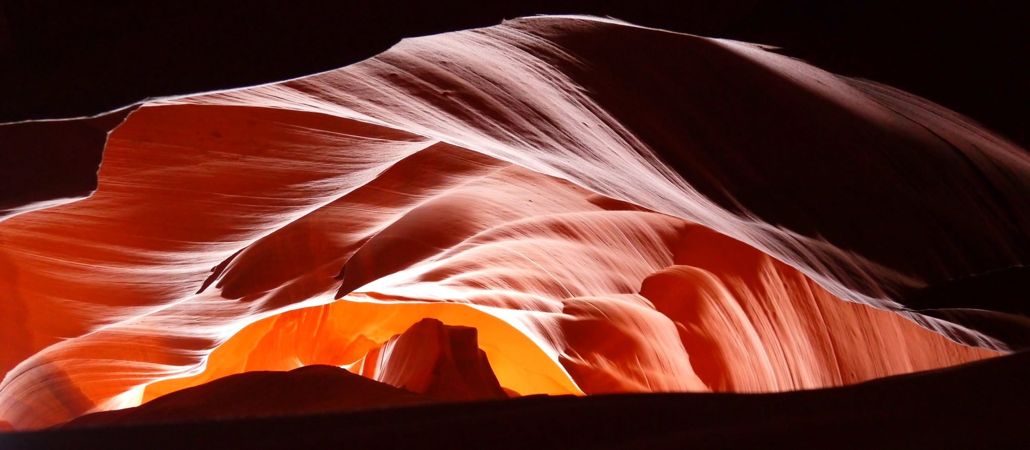 abstract, rock formation, layered, black, land, arizona, red, navajo land, black background, nature, orange color, usa, digital, rock, antelope Canyon, HD Wallpaper