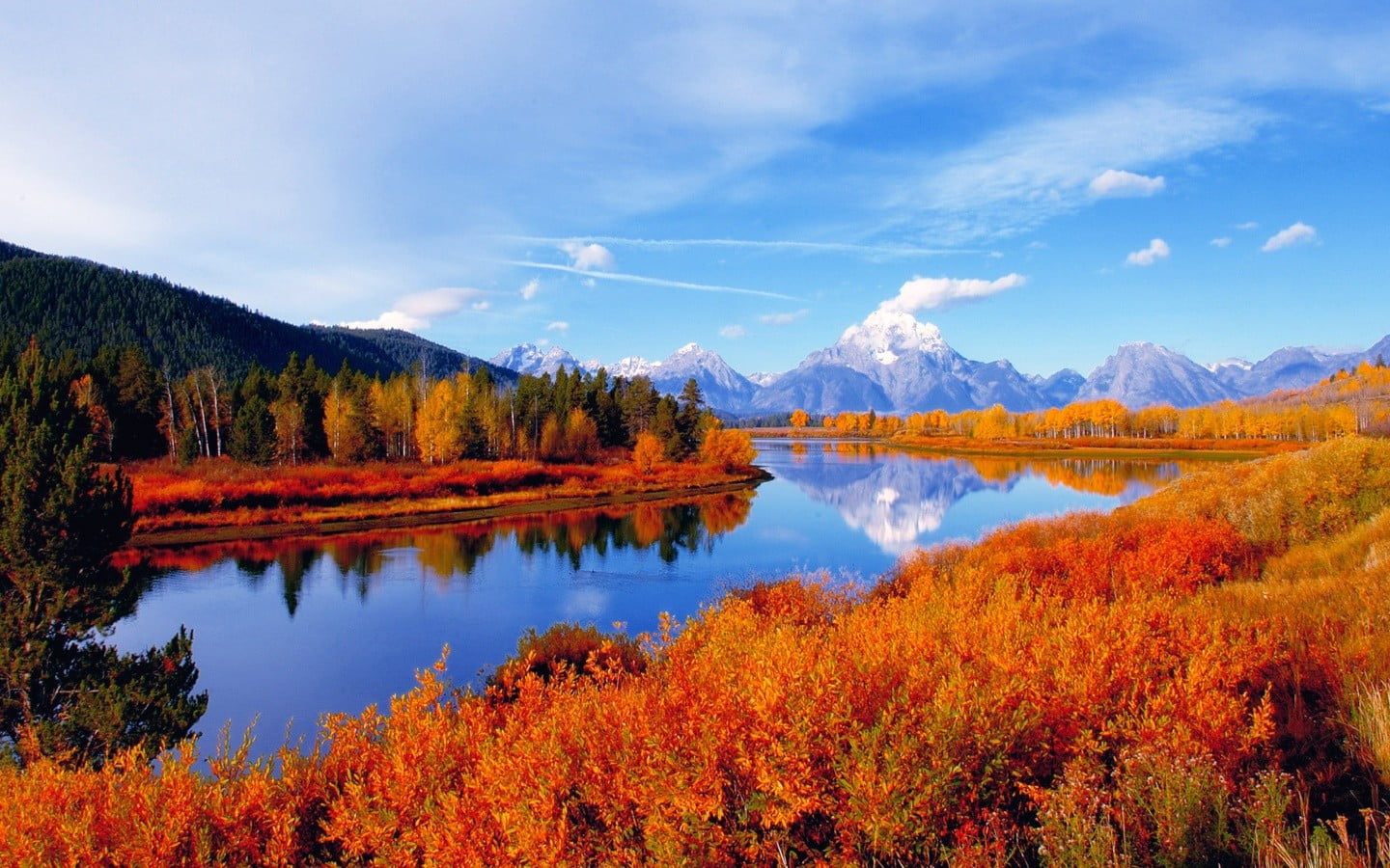 change, plant, environment, 720P, cloud - sky, autumn collection, outdoors, mountain, mountains, tranquility, nature, snowy mountain, forest, green, no people, HD Wallpaper