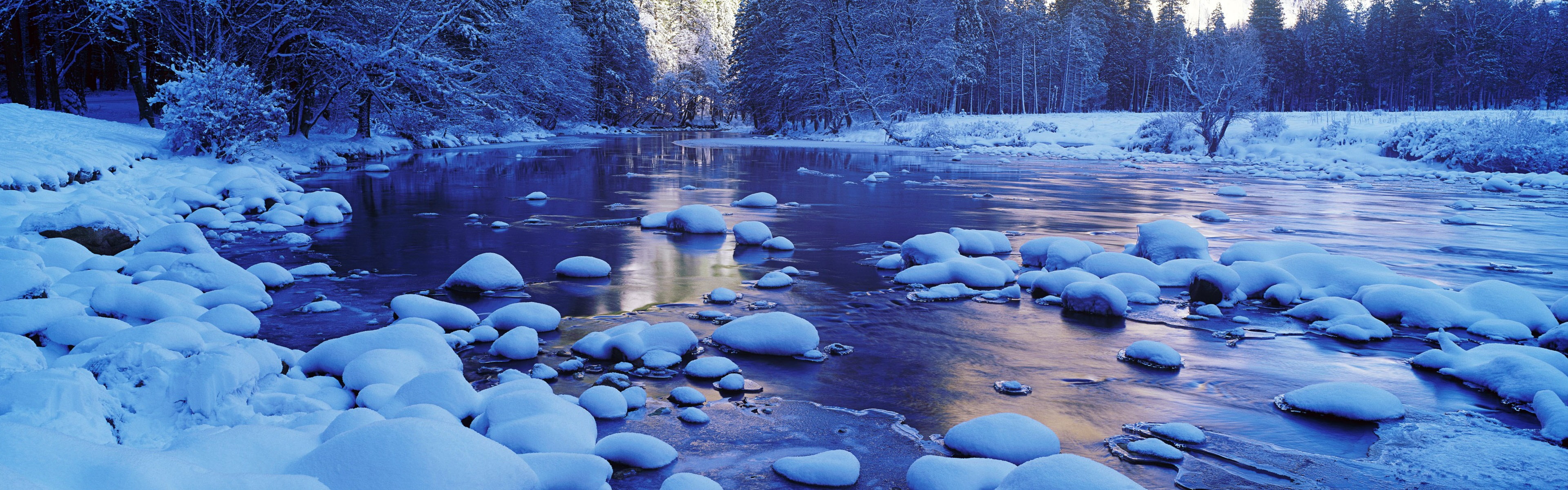 4K, Merced, Park, USA, Winter, Yosemite, National, Snow, River, California, HD Wallpaper