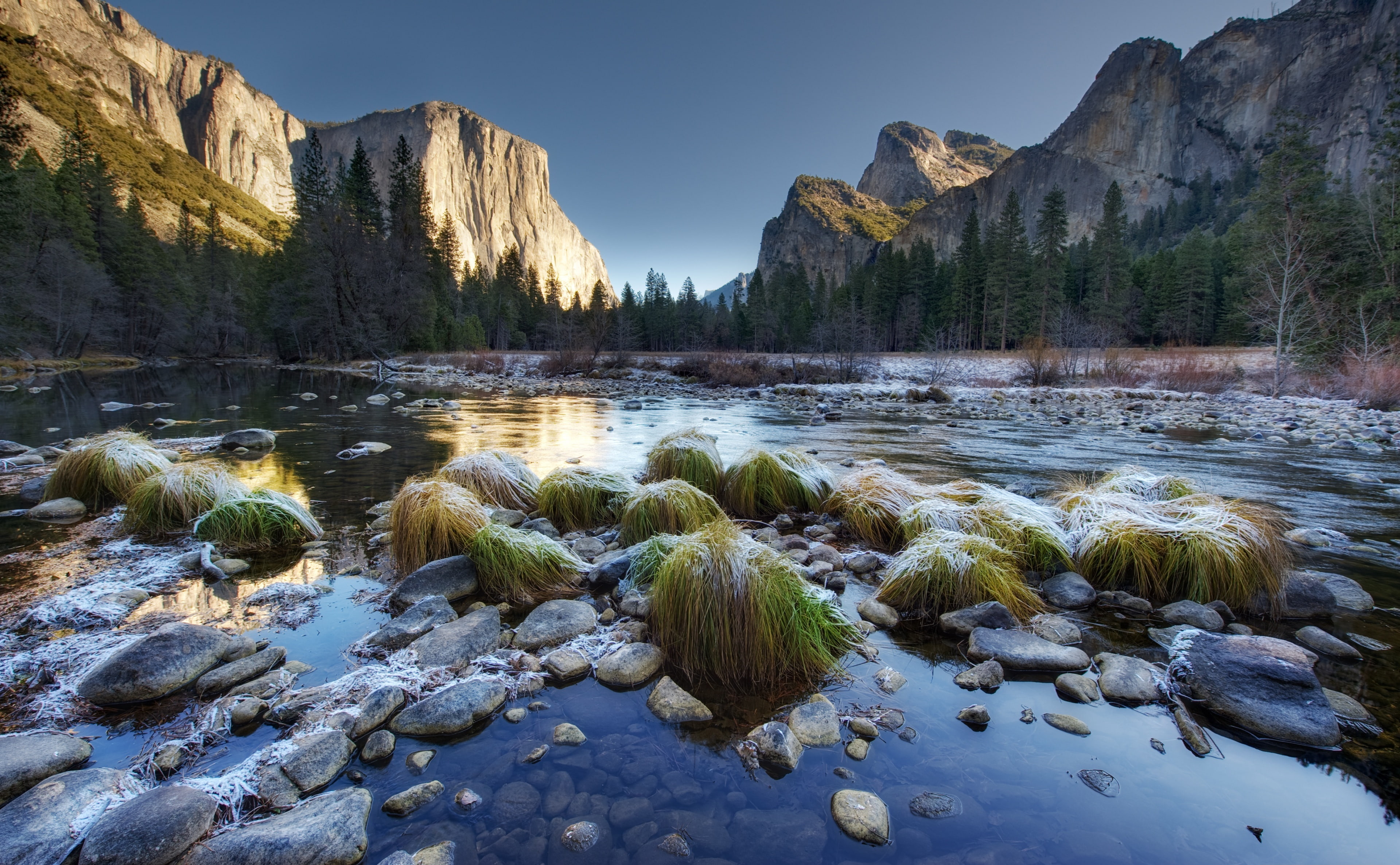 Grass, stones, el capitan, Merced, Photography, Pine, flowing water, scenics - nature, flowing, sky, plant, beauty in nature, View, outdoors, capitan, River, HD Wallpaper