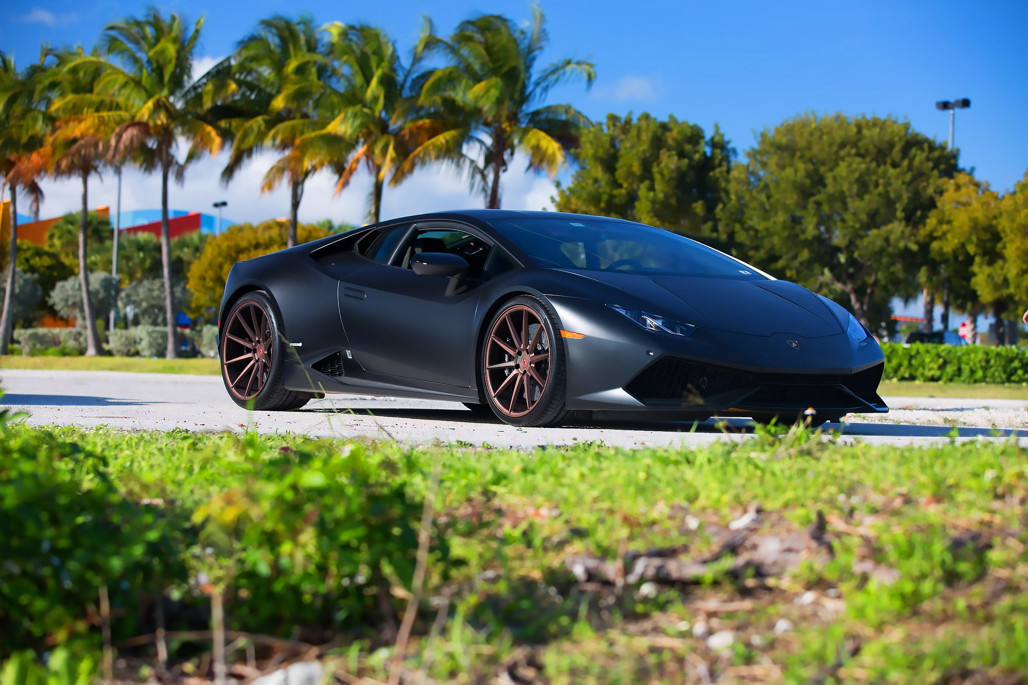 black, sun, day, lp, wheels, LP640-4, summer, 1080P, lamborghini, Supercar, Vossen, Huracan, HD Wallpaper