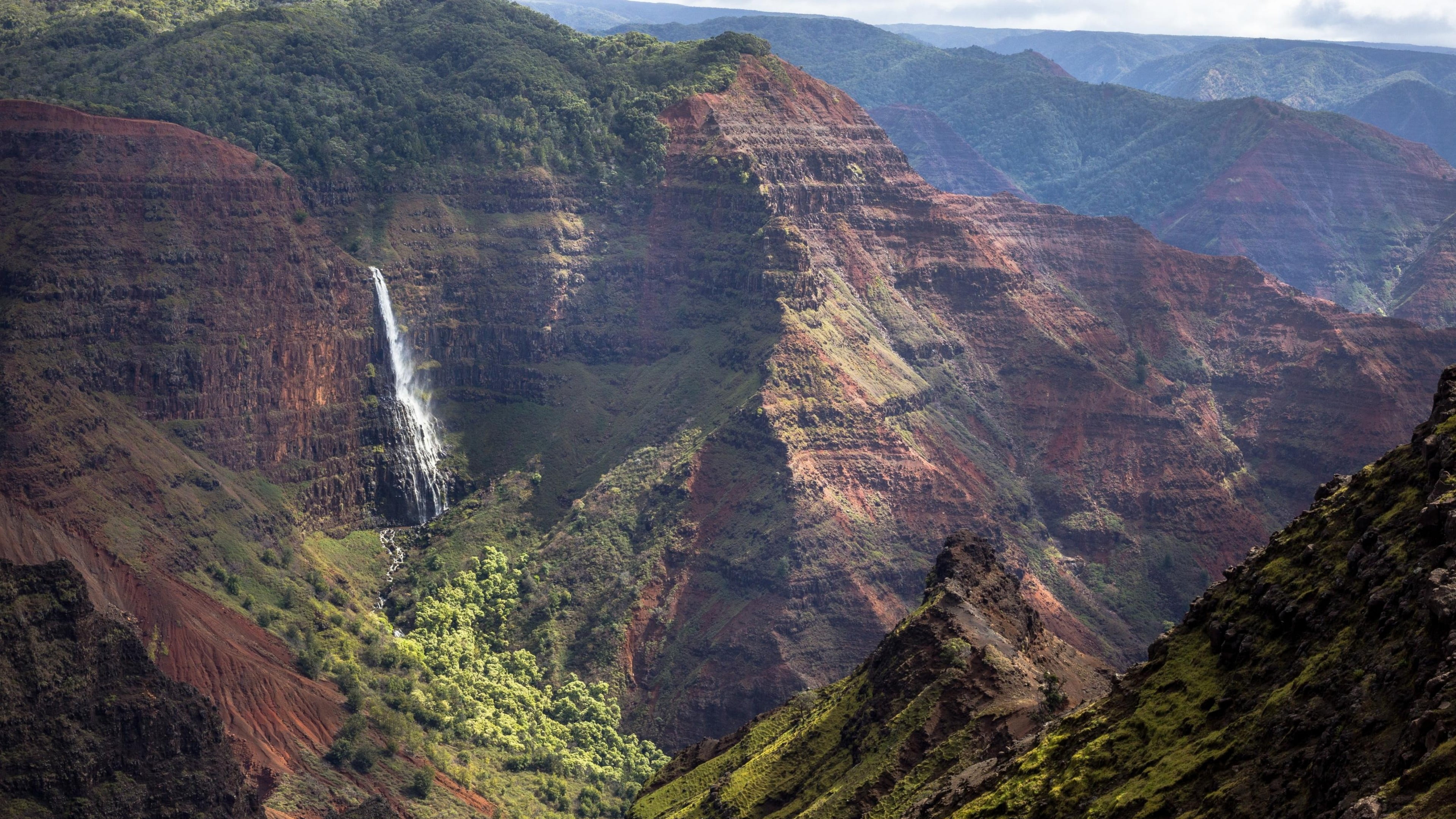 mountain, scenics - nature, canyon, travel destinations, hawaii, tranquility, plant, grand canyon of the pacific, rock, travel, eroded, geology, idyllic, HD Wallpaper