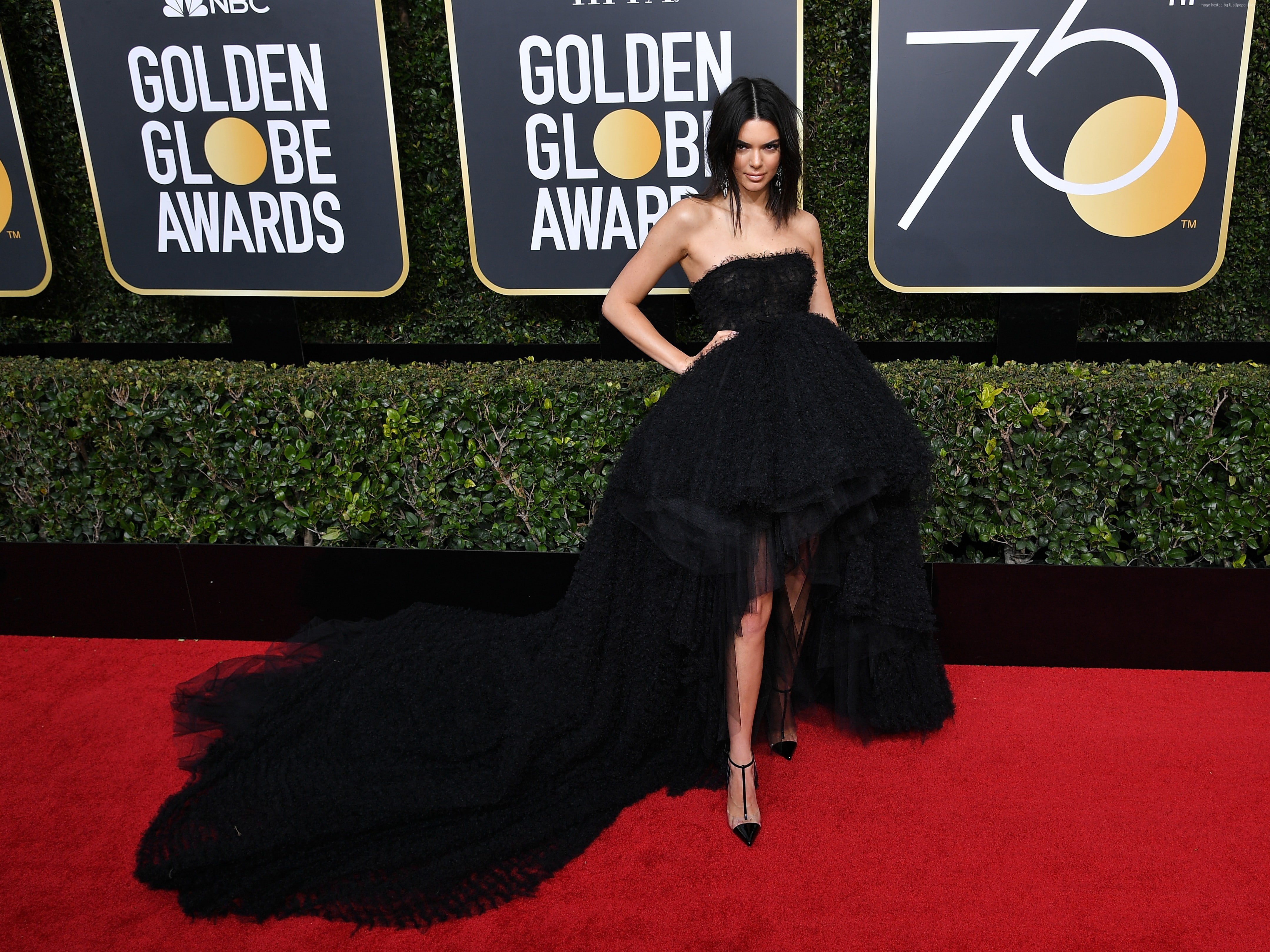 4k, Golden Globes 2018, 4K, Kendall Jenner, dress, HD Wallpaper