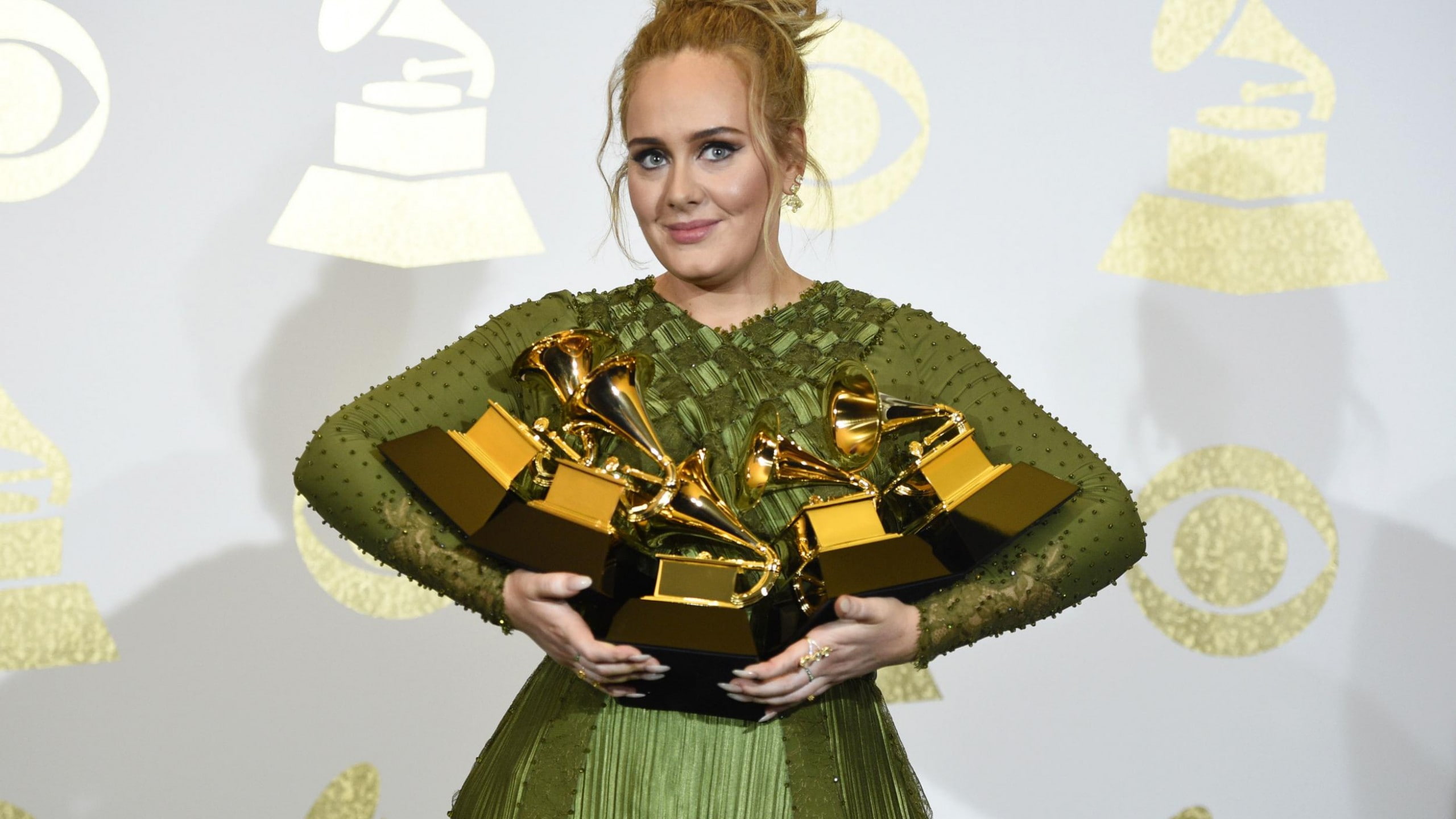 Adele, Grammy Awards, winner, 2K, Grammy 2017, dress, HD Wallpaper