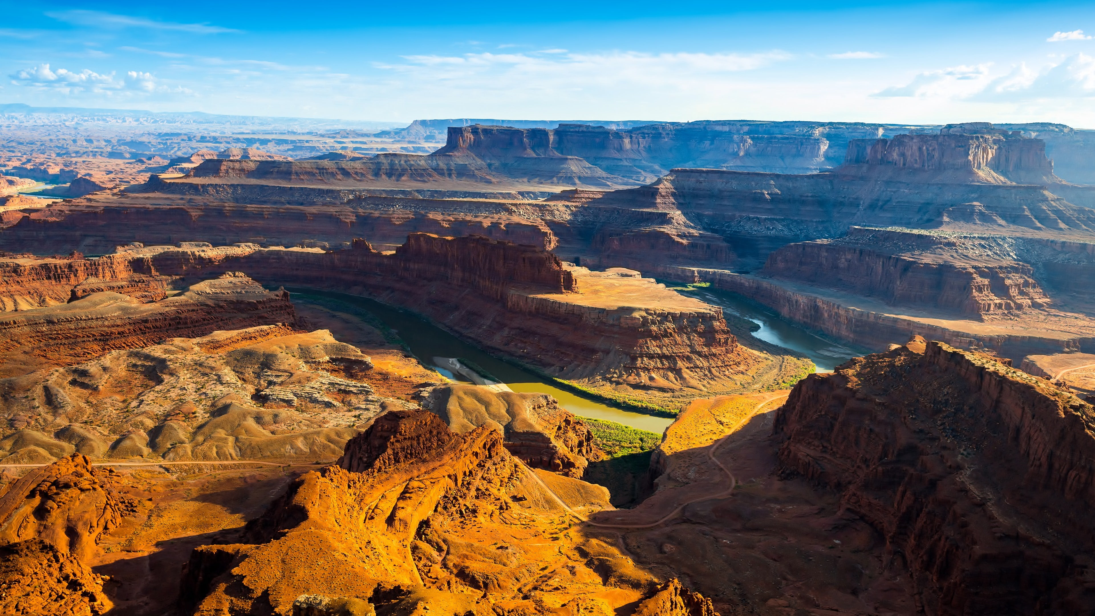 river, tourist attraction, canyon, dead horse point, rock - object, climate, cloud - sky, mountain, frock ormation, scenics - nature, mountain range, travel, HD Wallpaper