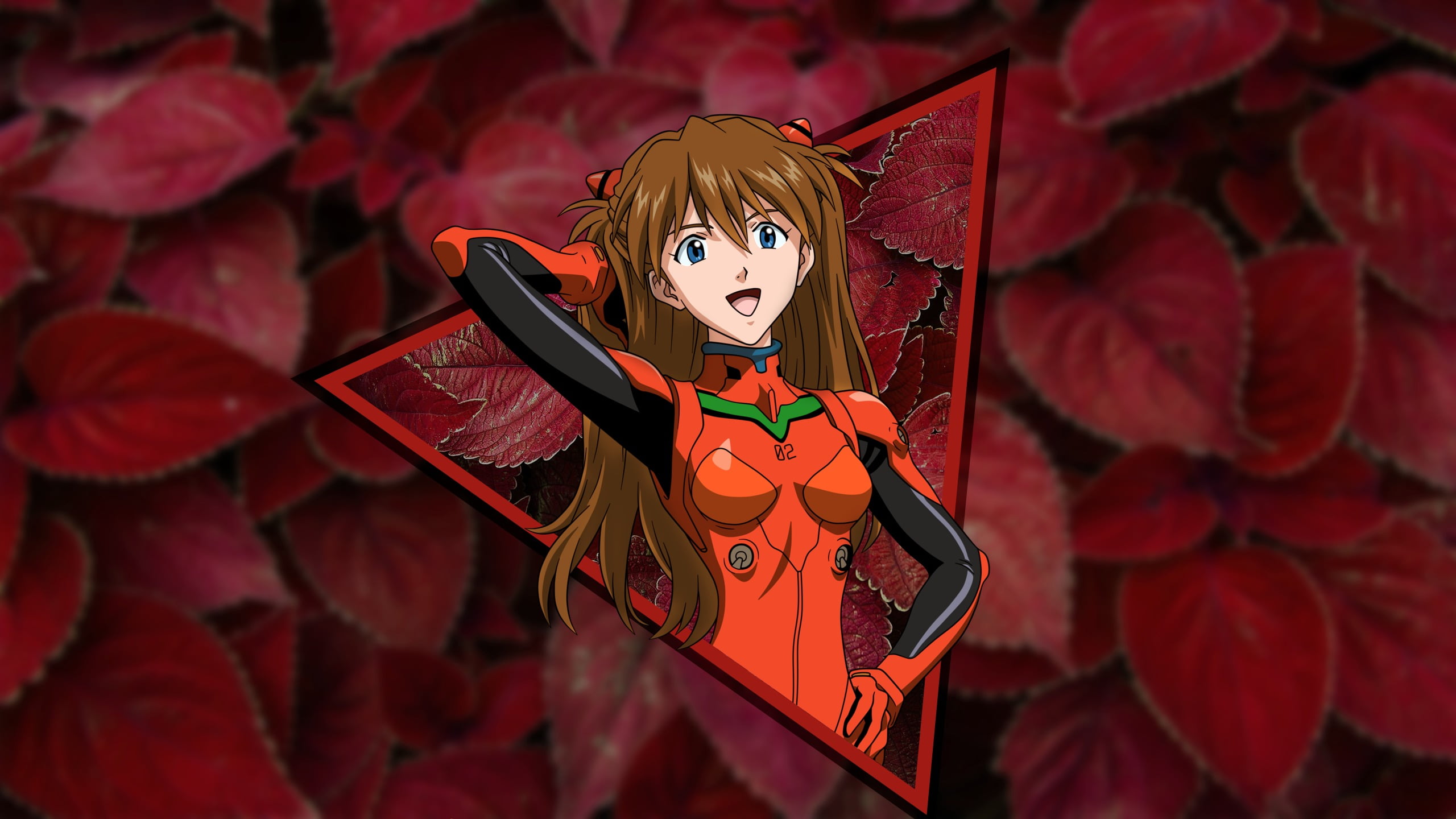 geometry, mask, human representation, male likeness, creativity, no people, mystery, anime girls, poster, Neon Genesis Evangelion, dressed, red leaves, HD Wallpaper