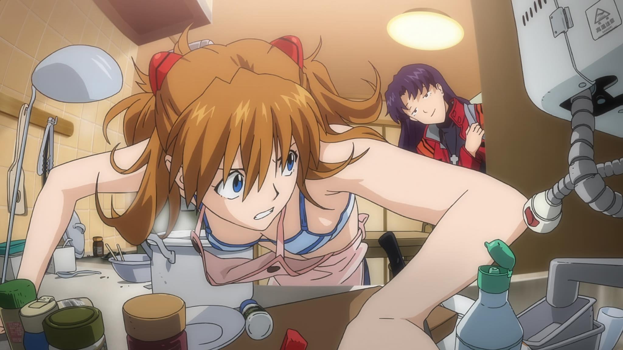 1080P, kitchen, Katsuragi Misato, Evangelion Anima, Asuka Langley Soryu, HDIArt, HD Wallpaper