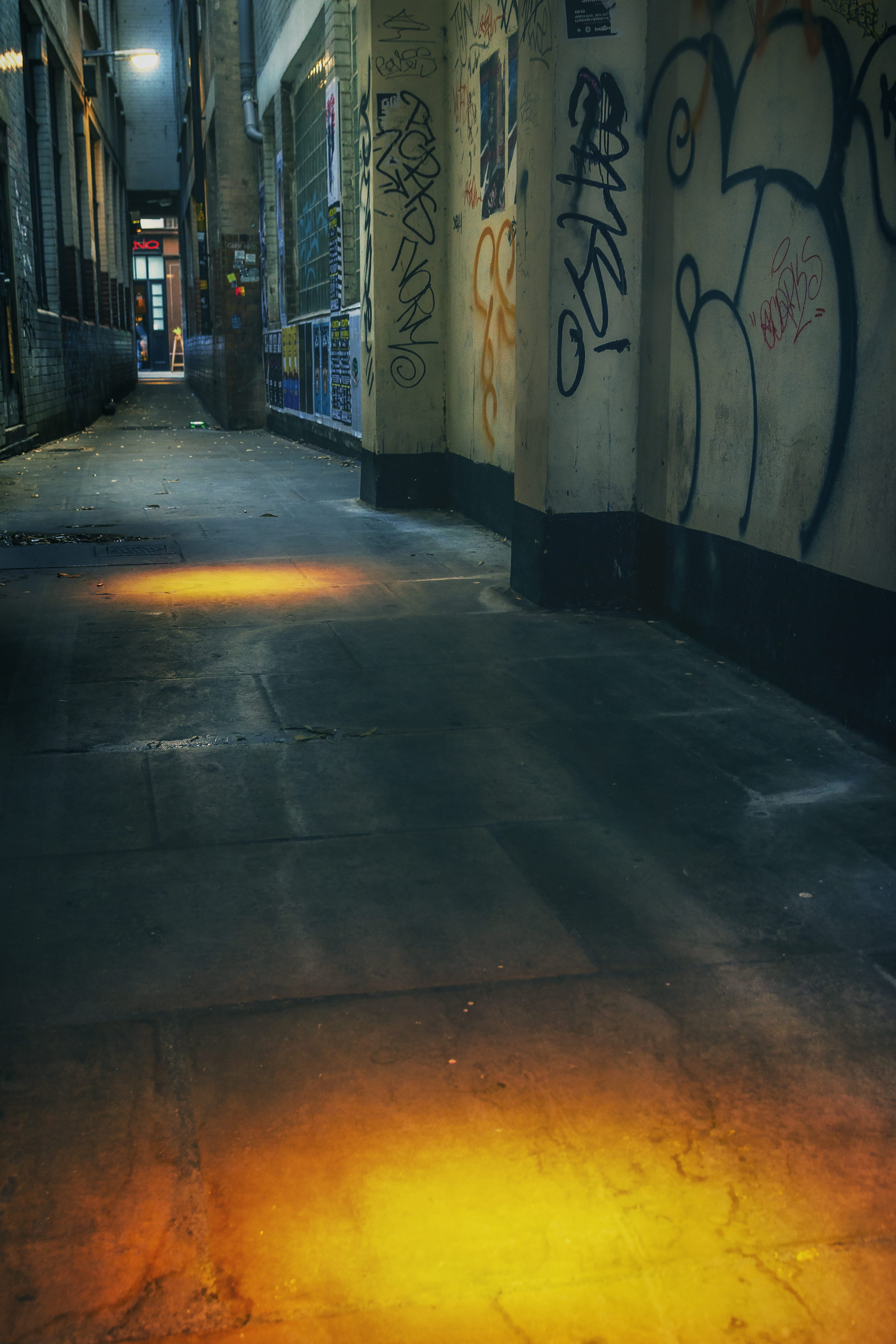 flooring, illuminated, graffiti, architecture, building exterior, night, art and craft, 4K, soho, creativity, alley, building, built structure, communication, Phone HD Wallpaper