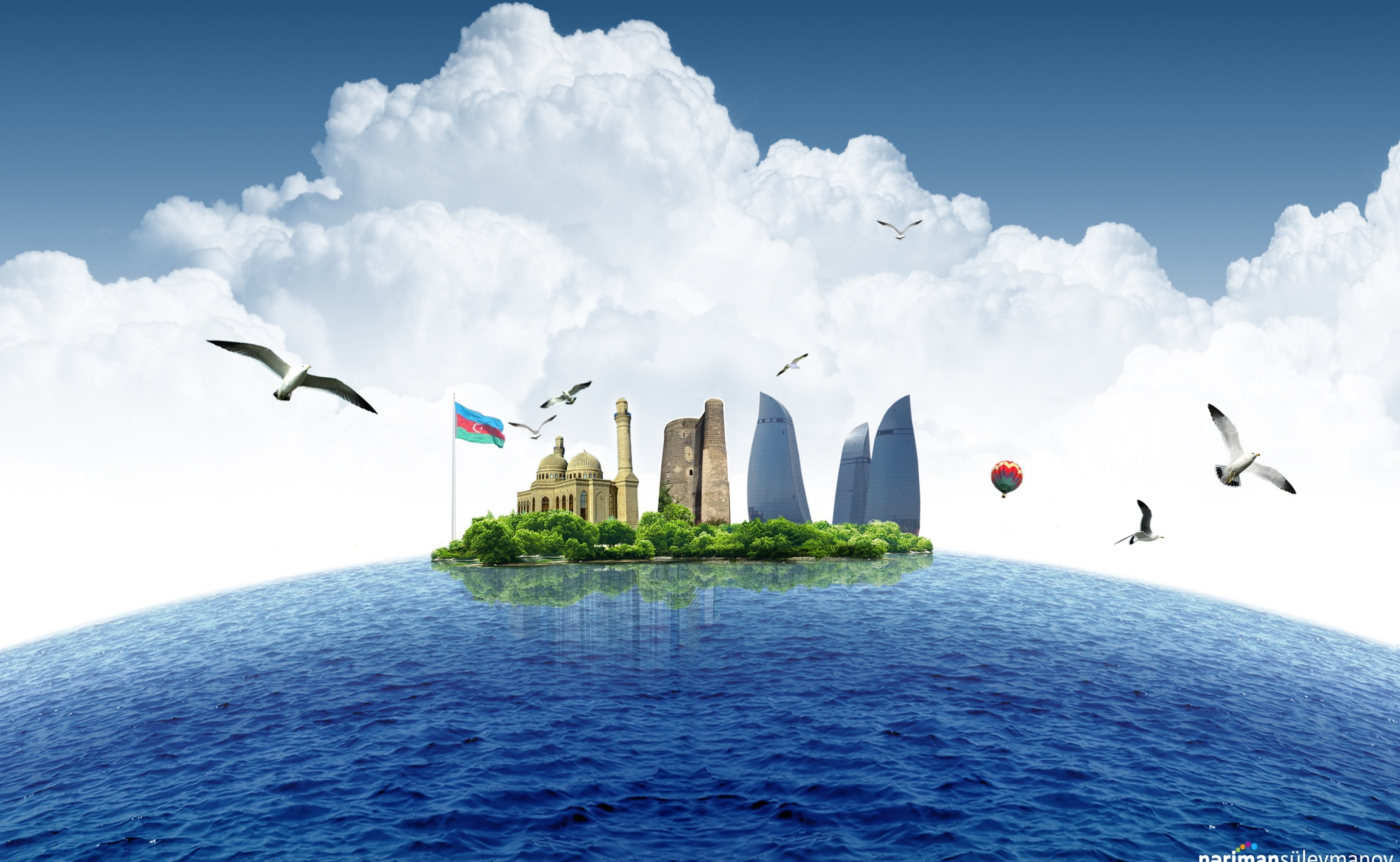 no people, Aero, digital composite, bird, office building exterior, animals in the wild, animal, baku hd, mid-air, skyscraper, 2K, baku 2013, flying, animal themes, HD Wallpaper