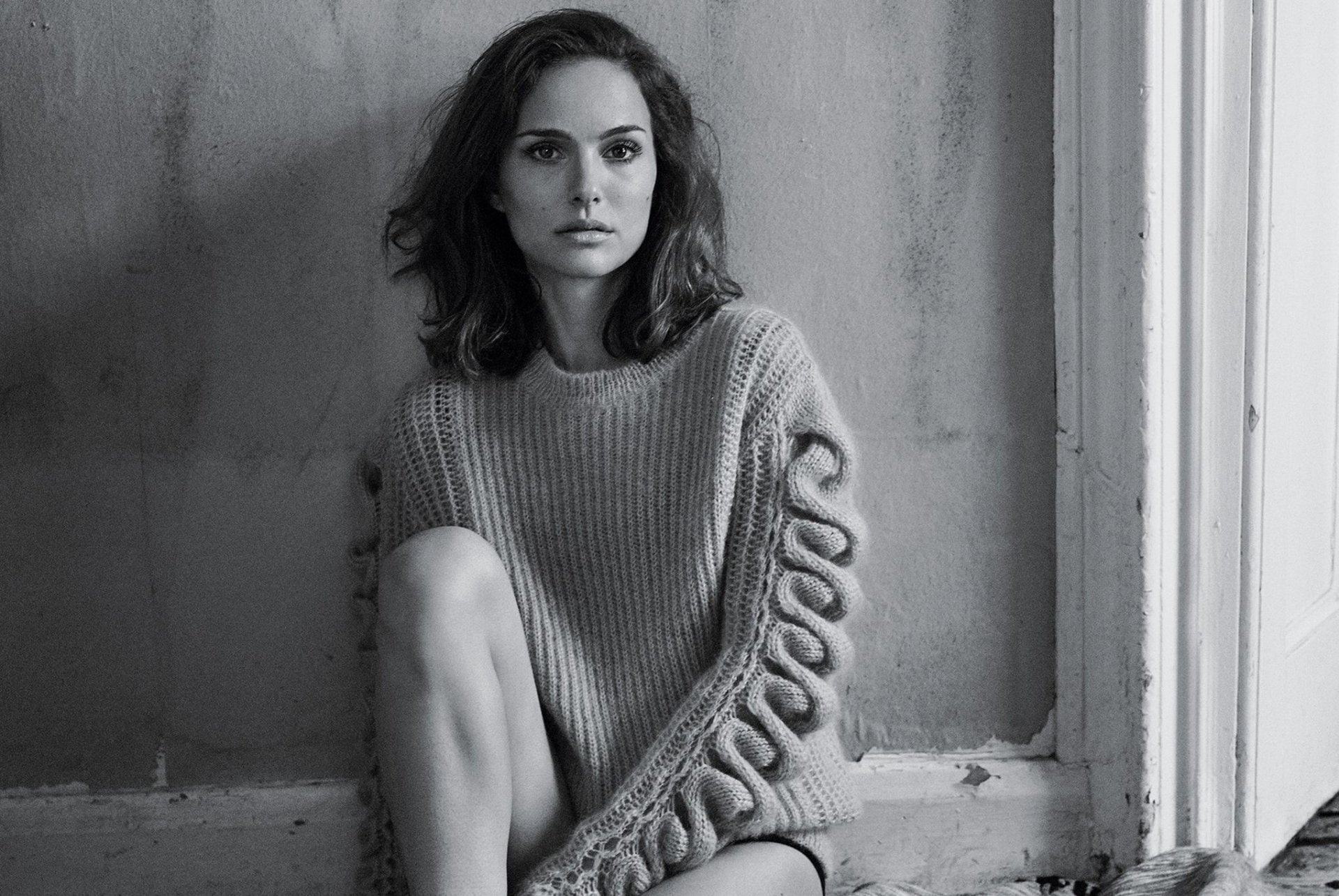 Natalie Portman, 1080P, Actresses, Monochrome, HD Wallpaper