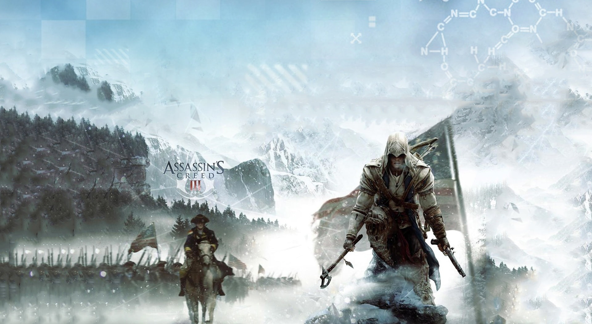 cloud - sky, 2012, sky, sport, s, adult, tree, cold temperature, extreme weather, Assassins Creed, 1080P, game, group of people, outdoors, snow, assassins creed 3, HD Wallpaper