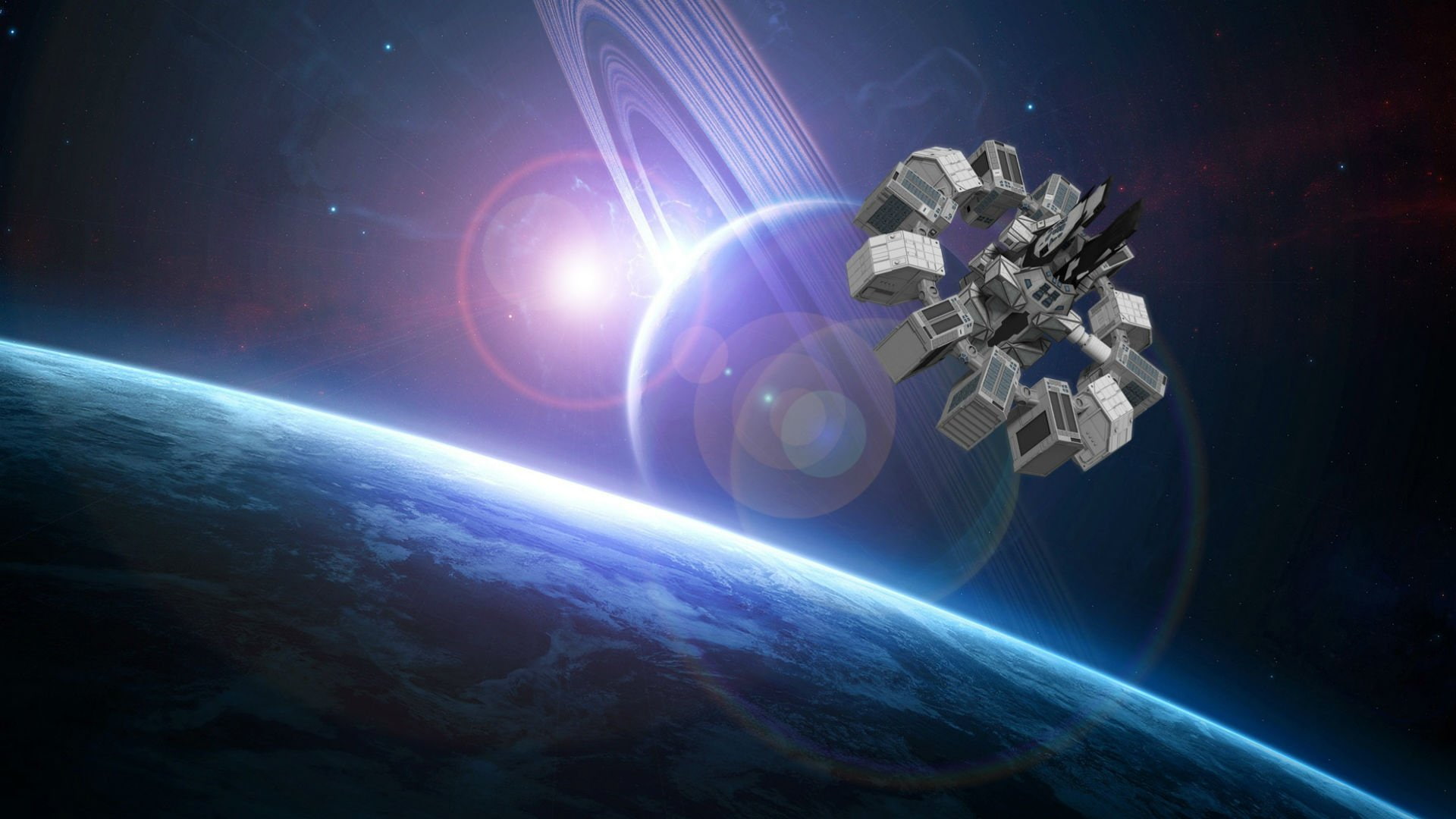 light - natural phenomenon, sunbeam, astronomy, lens flare, astronaut, adventure, globe - man made object, 1080P, futuristic, global communications, planet earth, HD Wallpaper