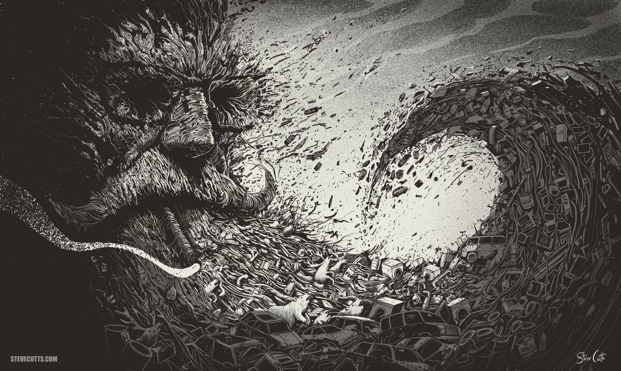 1080P, artwork, drawing, surreal, monochrome, HD Wallpaper