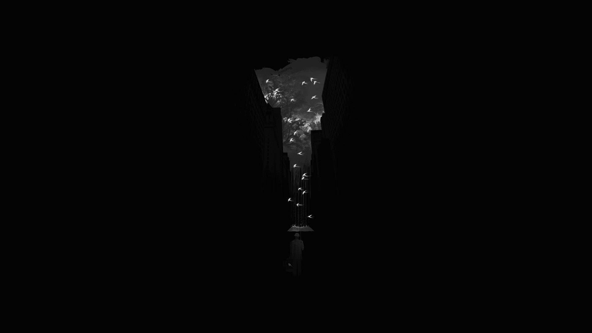umbrella, 1080P, surreal, HD Wallpaper