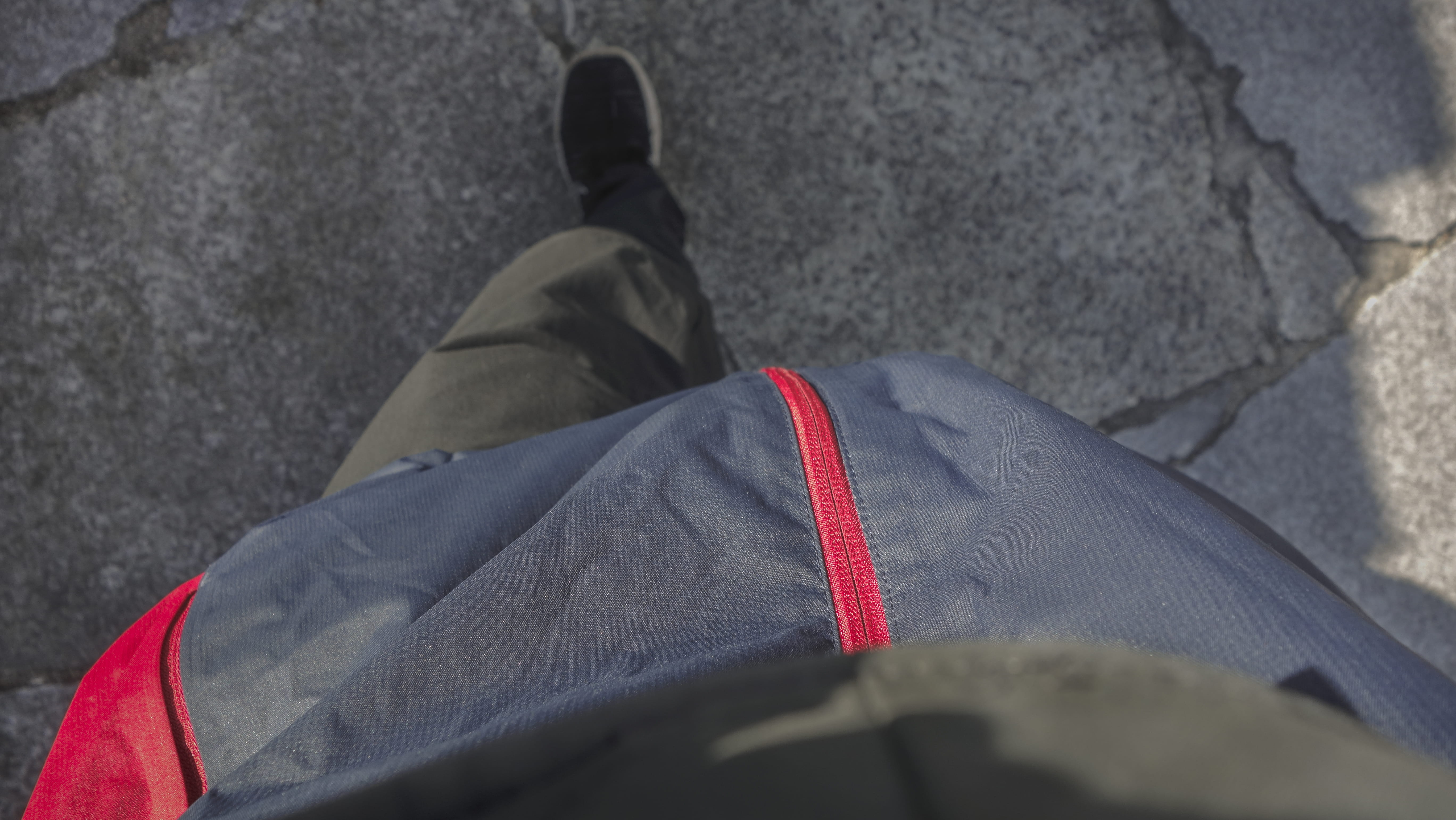 human body part, casual clothing, light, focus on foreground, clothing, blue, red, body part, snapshot, rainjacket, lifestyles, outdoors, 5K, being, standing, HD Wallpaper