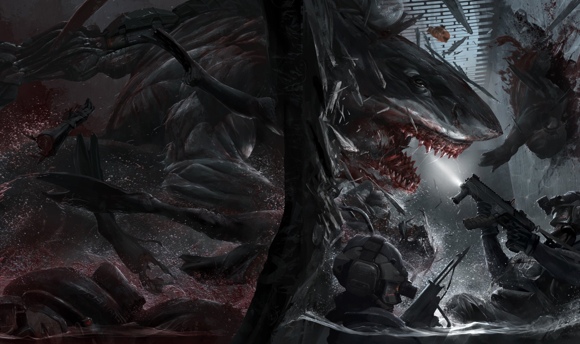 1080P, Warrior, Comics, Battle, Shark, Brutal, Dark, Last Man Standing: Killbook of a Bounty Hunter, HD Wallpaper