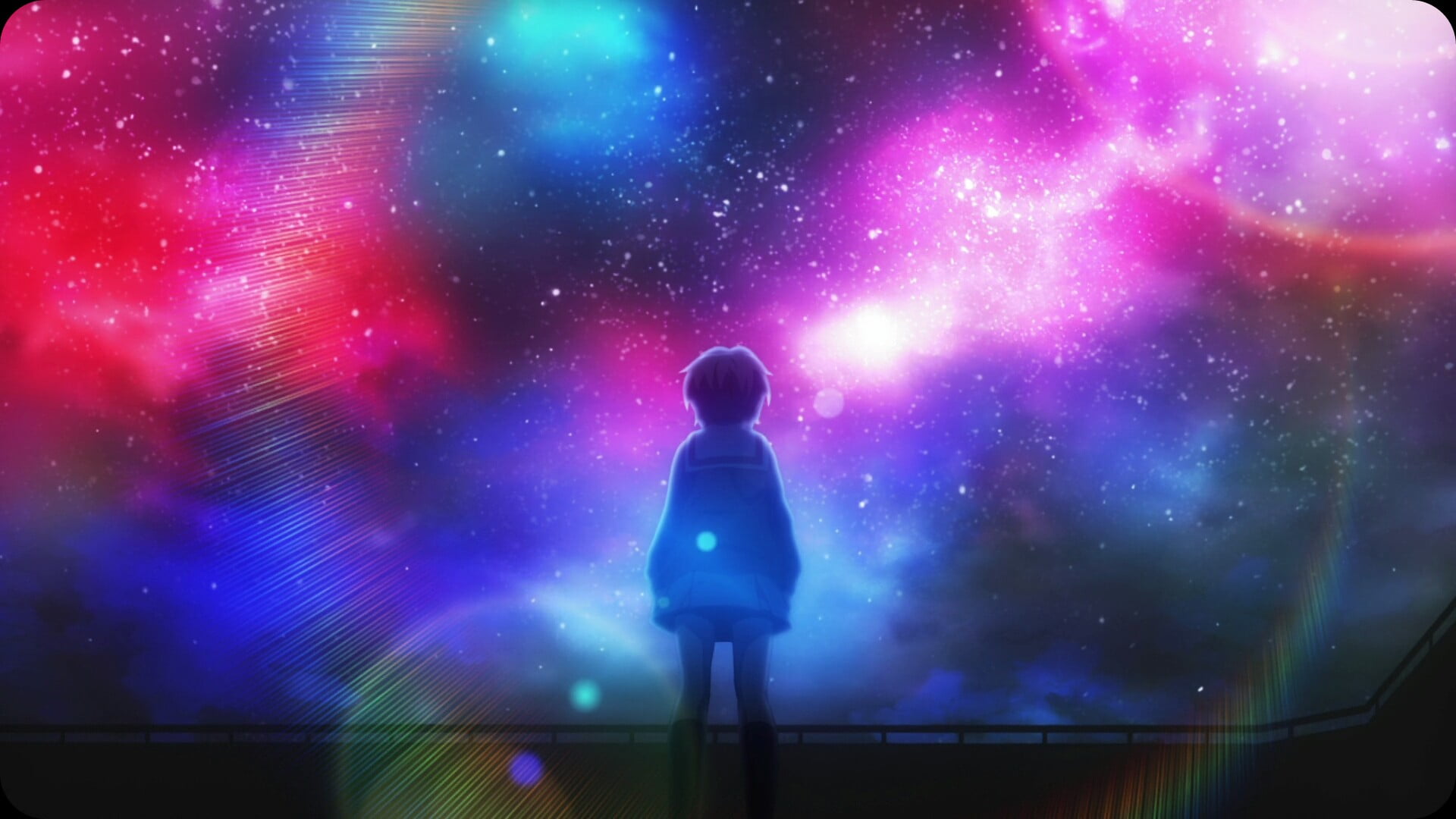 looking, night, space exploration, standing, milky way, nature, mystery, one person, astronomy, illuminated, full length, 1080P, star - space, rear view, HD Wallpaper
