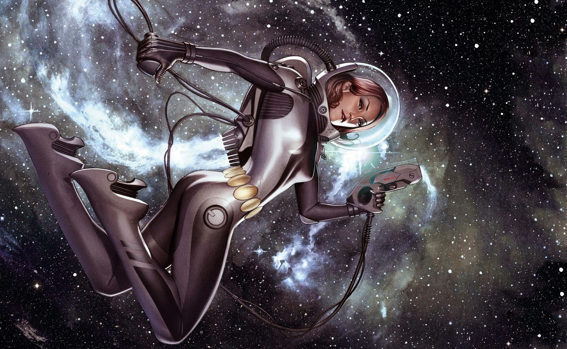 child, innocence, front view, women, nature, star - space, galaxy, night, 1080P, childhood, astronomy, males, astronaut, artwork, portrait, adult, one person, HD Wallpaper