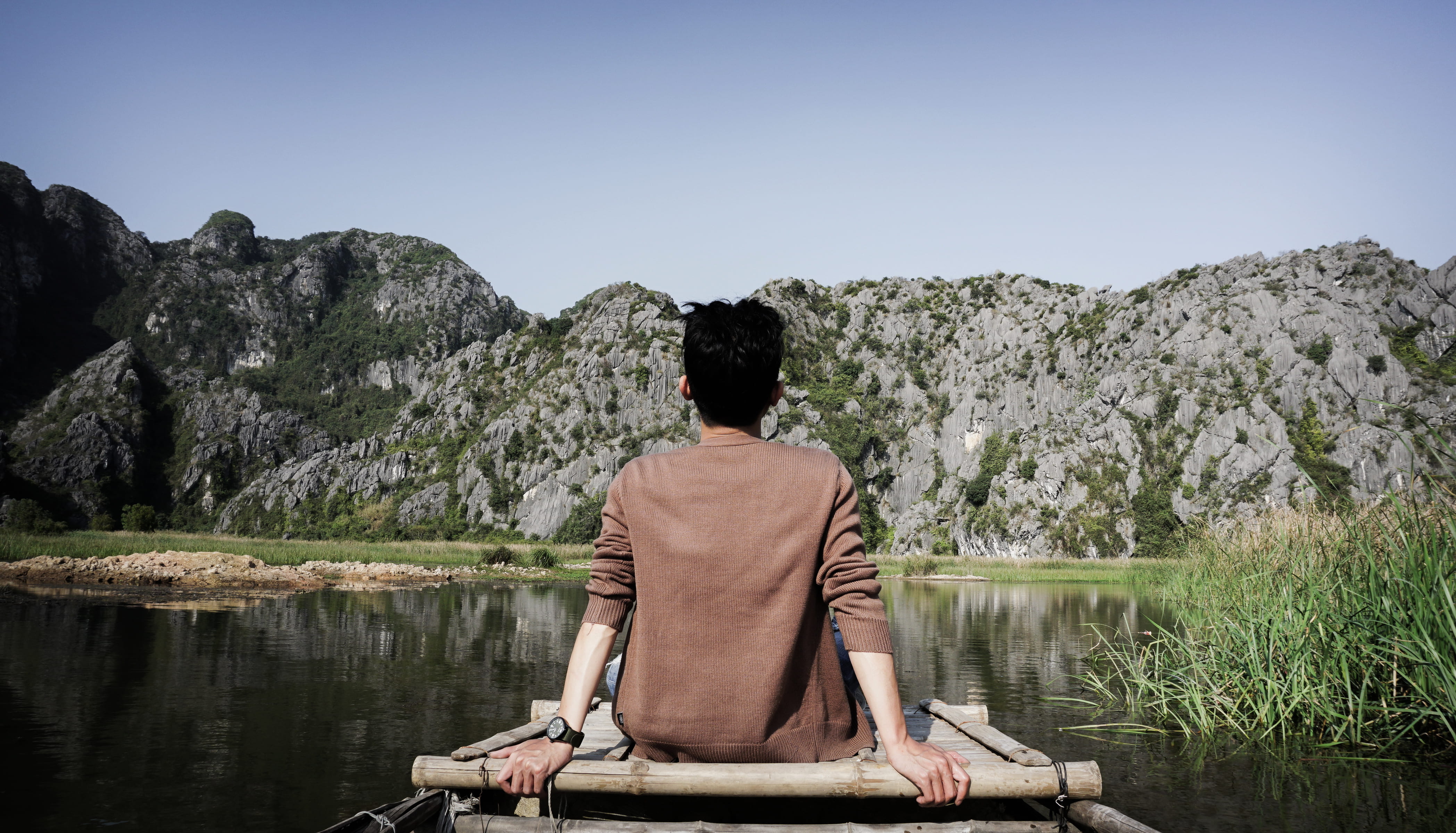 formation, rear view, wrist watch, river, green, swamp, sky, person, tranquil scene, looking out, leisure activity, dock, brown, male, lake, scenics - nature, HD Wallpaper