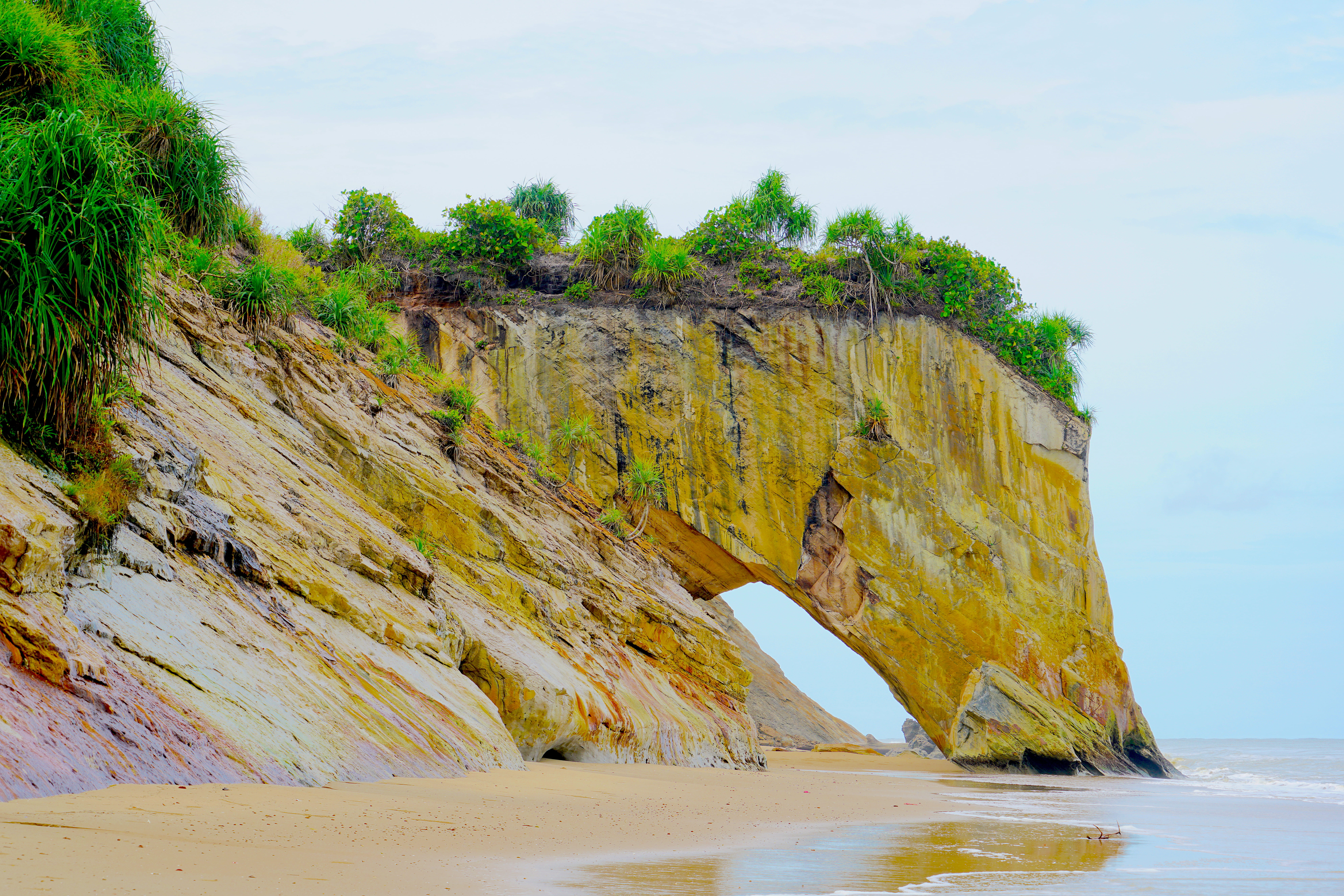 no people, plant, malaysia, outdoors, cliff, land, sea, scenics - nature, arch, rock formation, solid, tree, natural arch, tusan, rock, 8K, rock - object, HD Wallpaper