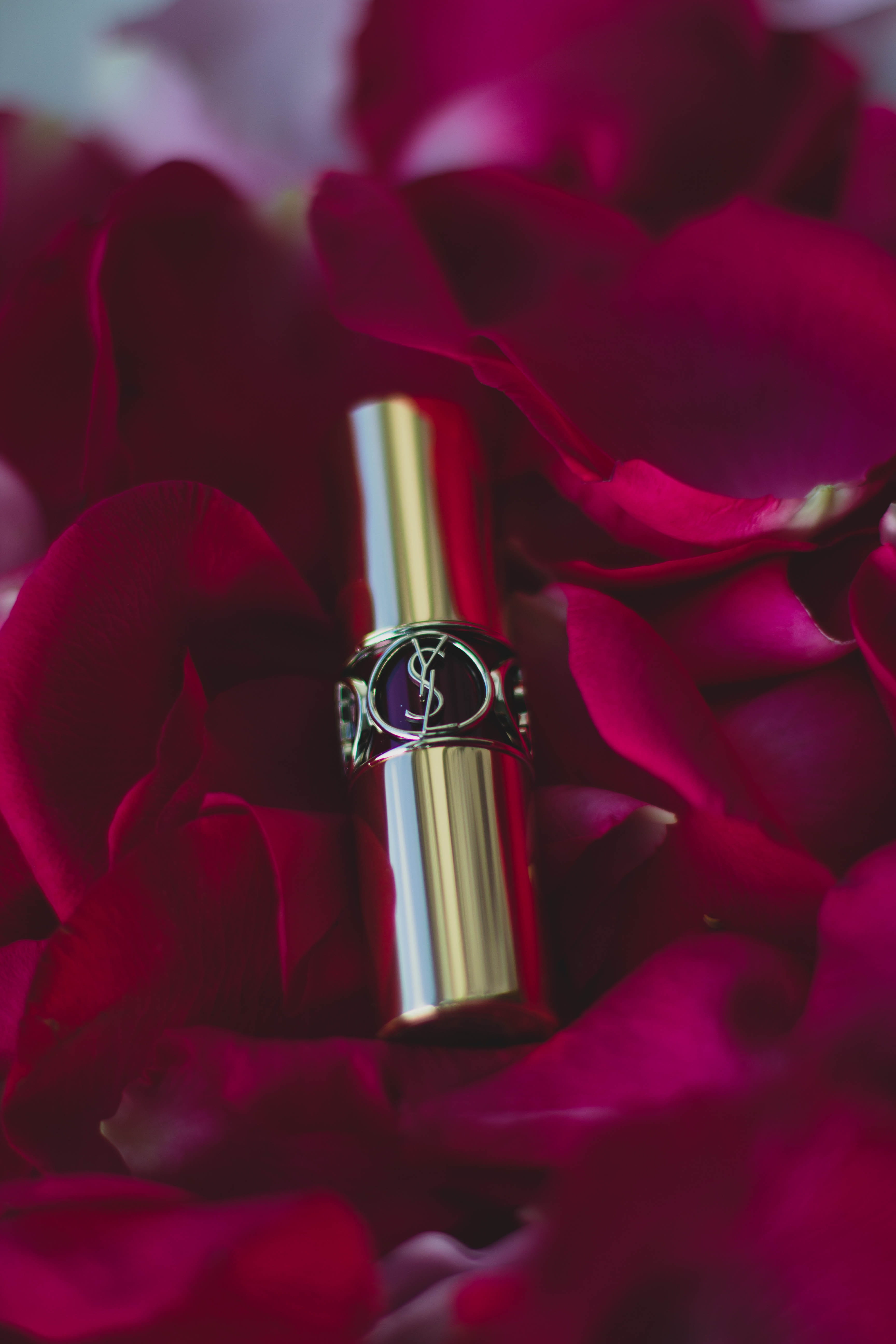 5K, beauty in nature, silver, love, YSL cosmetics, flowers, ring, purple, no people, silver colored, steel, rose petals, luxury, engagement ring, freshness, Phone HD Wallpaper