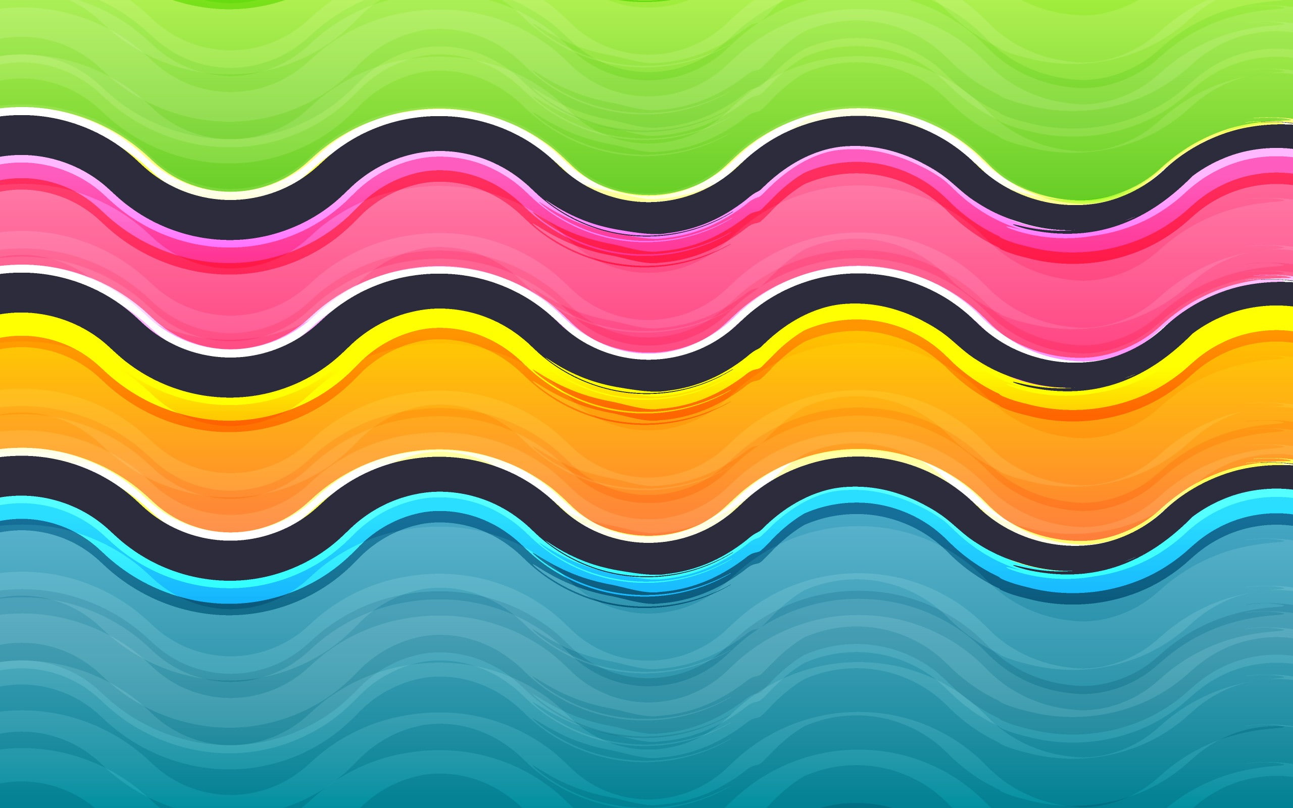wavy lines, 2K, duckfarm, abstract, HD Wallpaper
