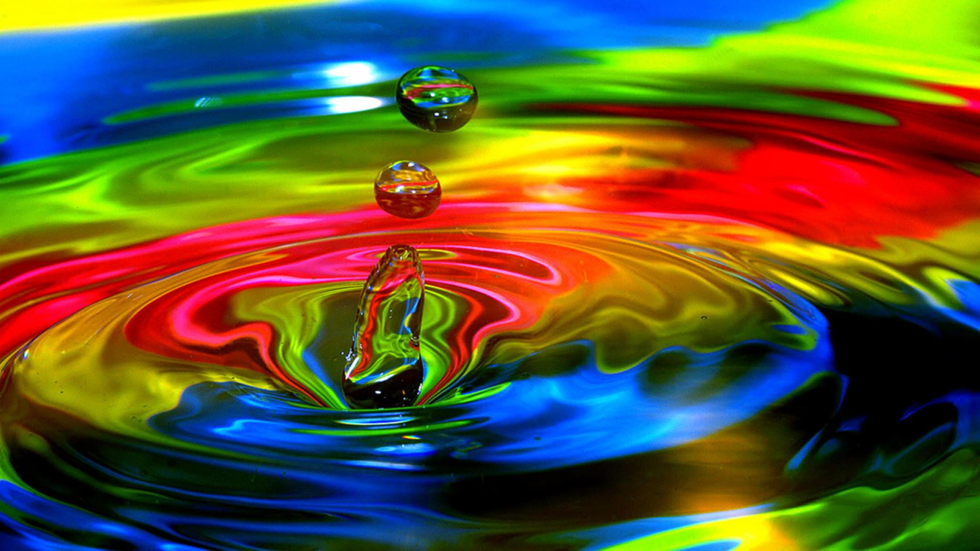glass, symbol, yellow, close-up, concentric, rippled, holiday, shiny, motion, abstract, close, splashing droplet, impact, multi colored, ink, design, mixing, HD Wallpaper